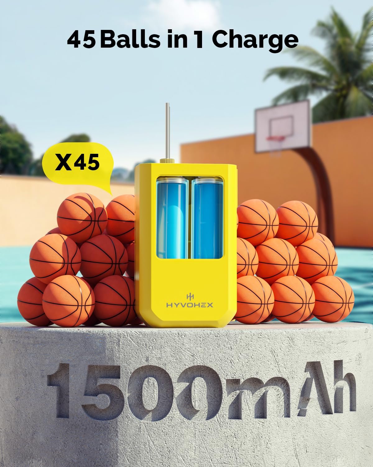 HYVOHEX Ball Pump for Sports Balls, Portable Electric Basketball Pump - View 3