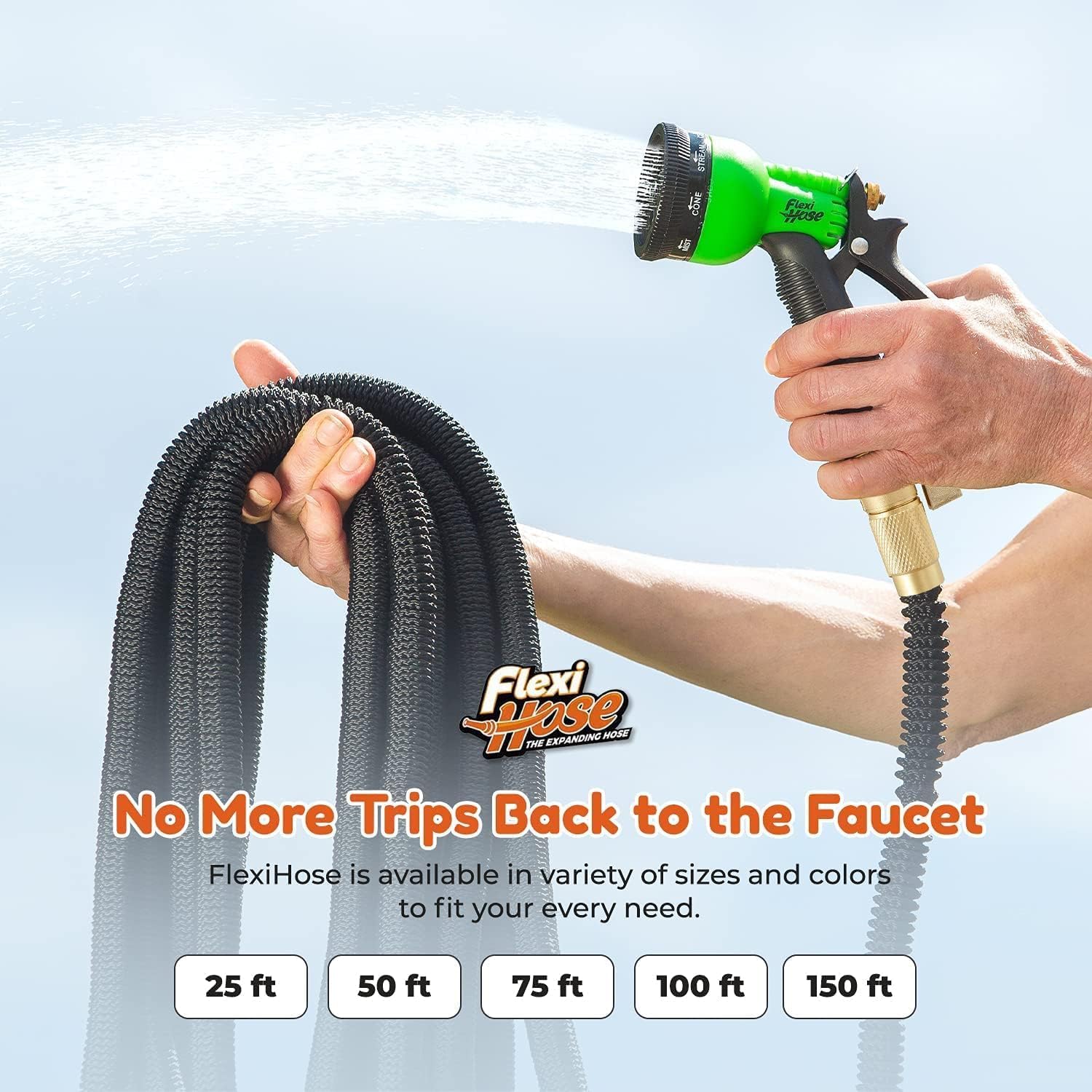Flexi Hose with 8 Function Nozzle, 100FT - Lightweight Expandable - Flexi Hose Official Product View 5