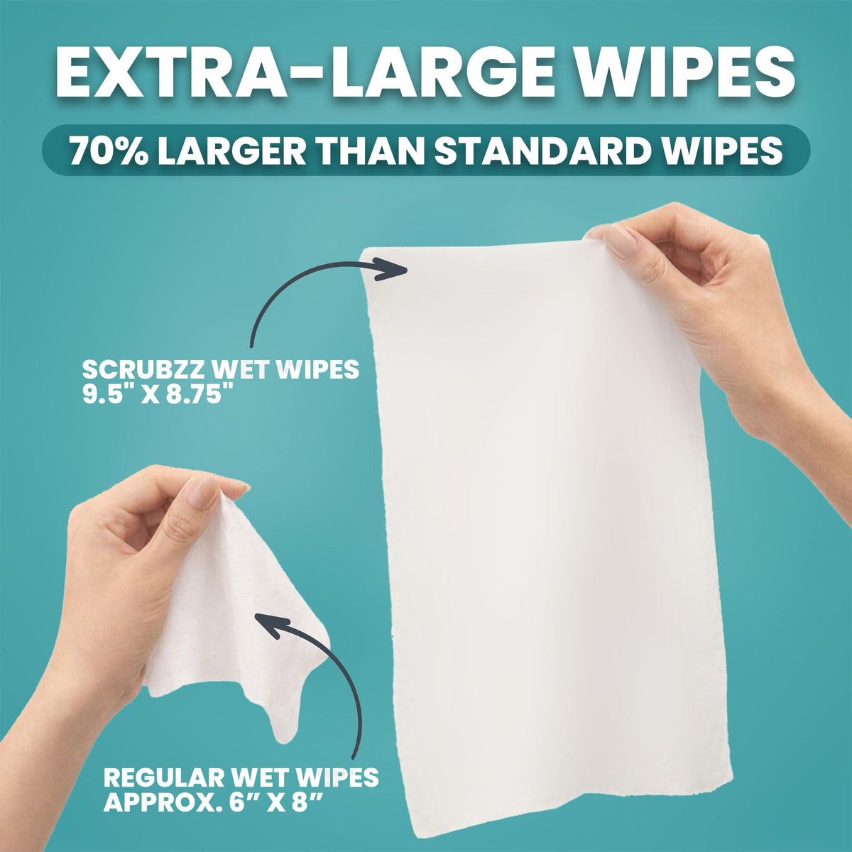 Extra Large Body Wipes for Adults Bathing No Rinse - Scrubzz Official Imagery - 3