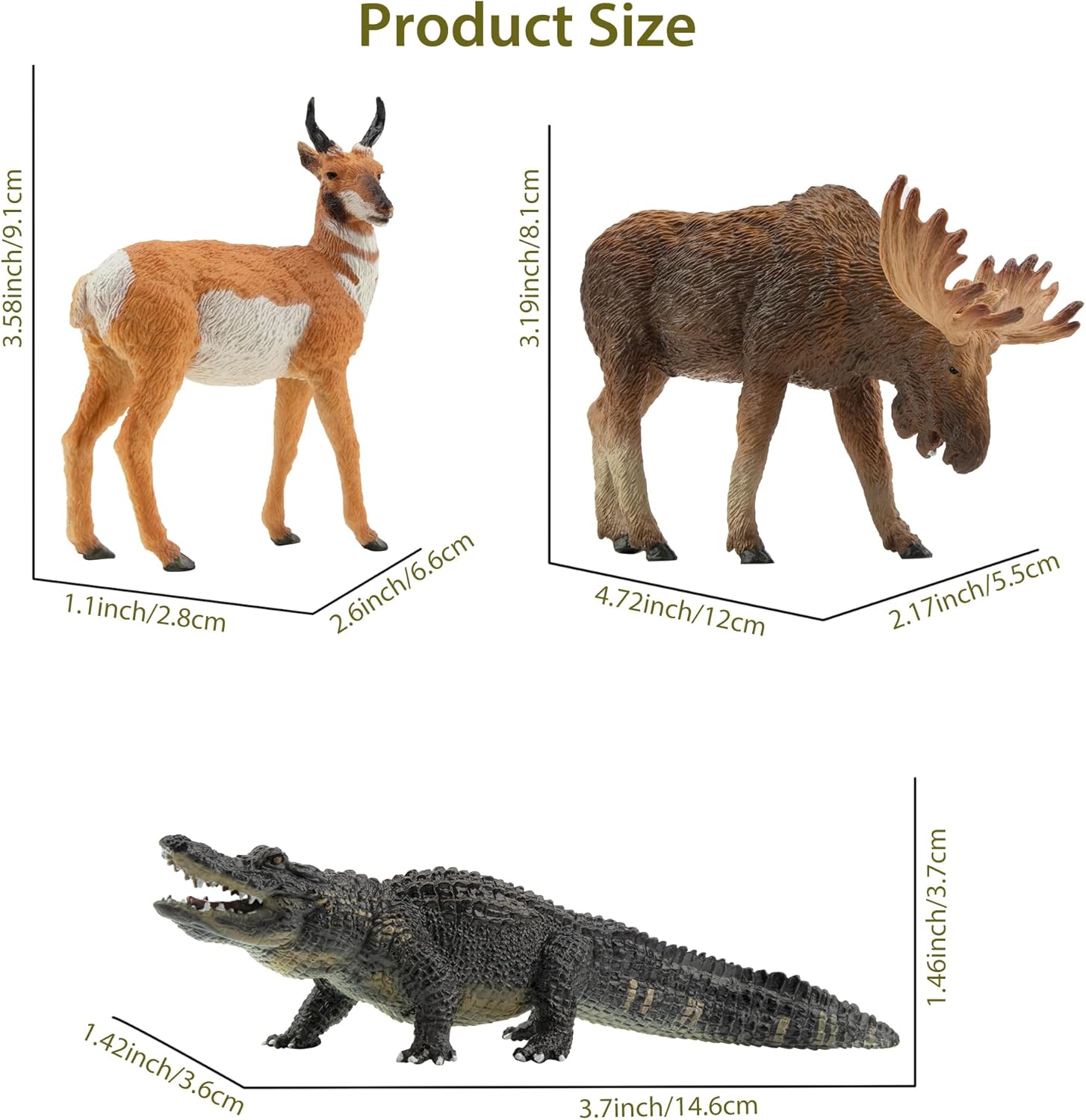 Set of 12 Toymany North American forest animal figurines including deer, fox, bear, and raccoon, realistic jungle zoo toys