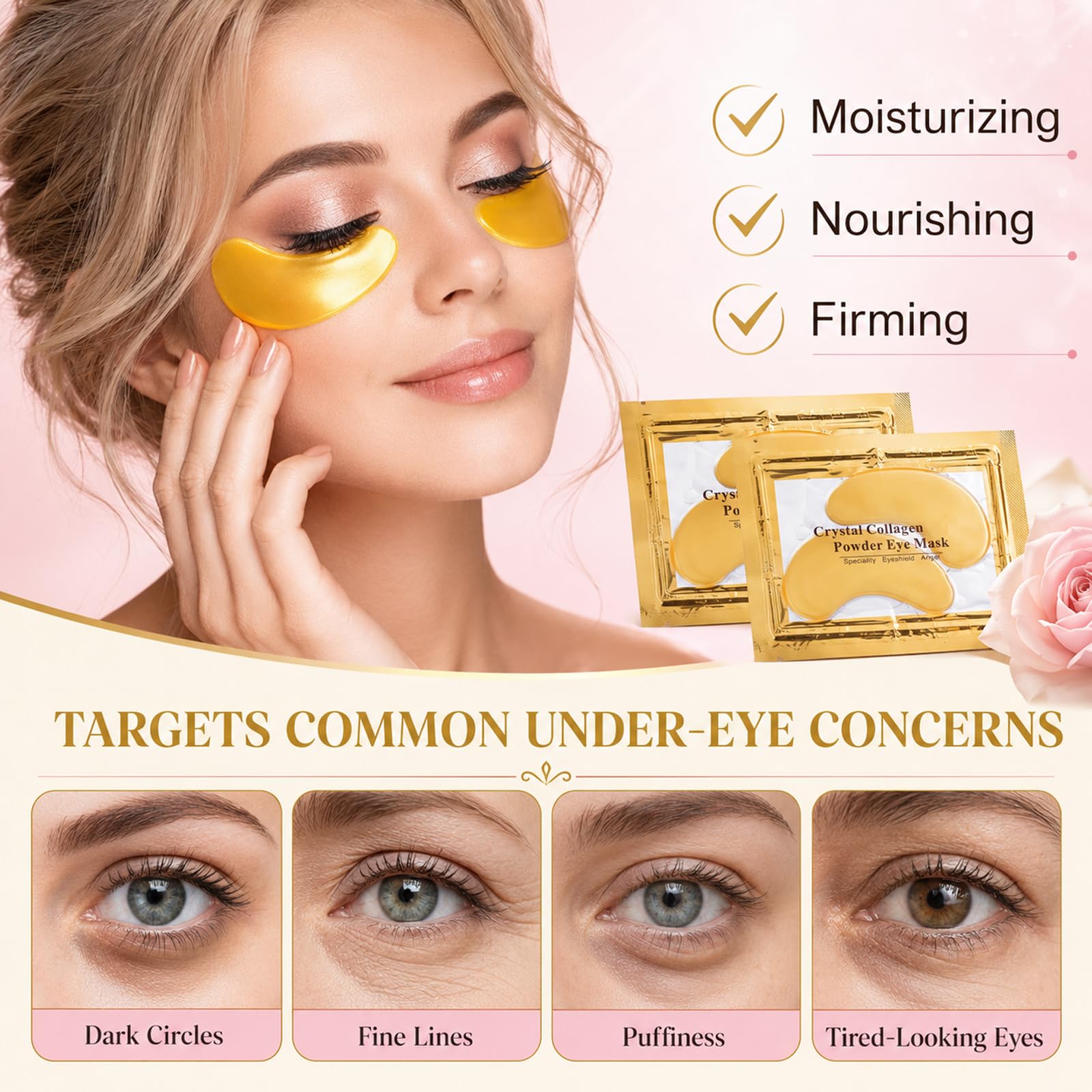 30 Pairs Eye Masks &amp; Lip Masks, 24K Gold Under Eye Patches - Sulily