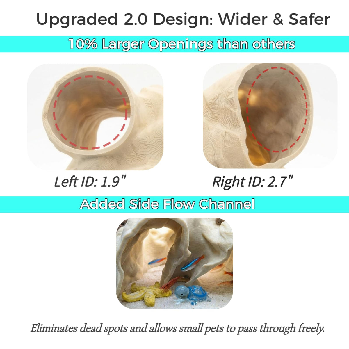 Large Aquarium Tunnel Cave 3D Printed Substrate Viewer Fish - CT SUN Official Imagery - 5