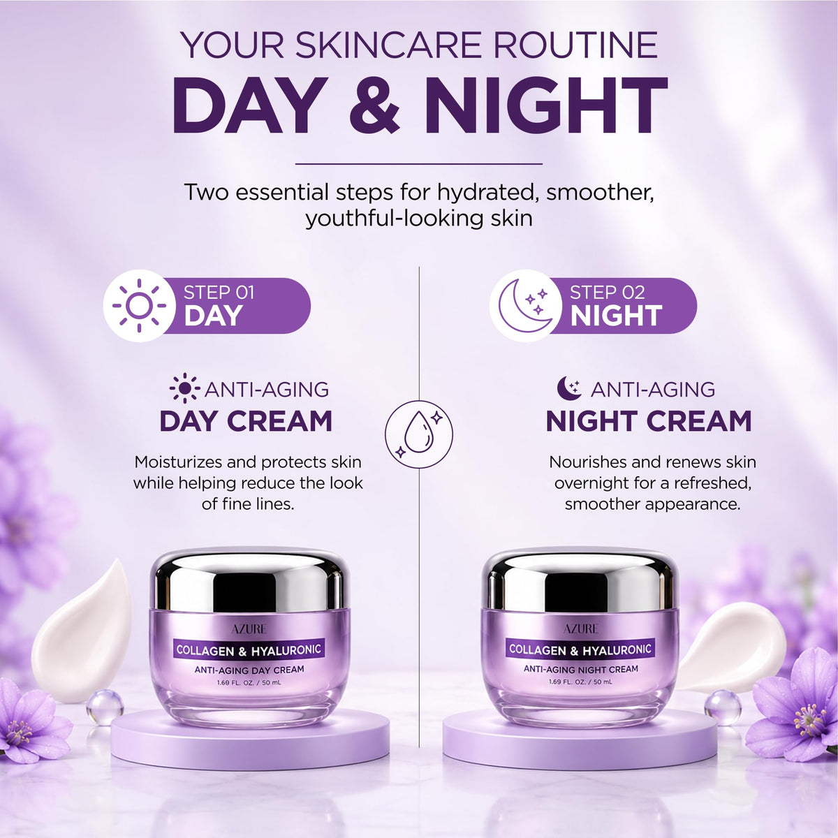Collagen Hyaluronic Acid Face Moisturizer Hydrating Day - Azure Cosmetics Official Imagery - 6