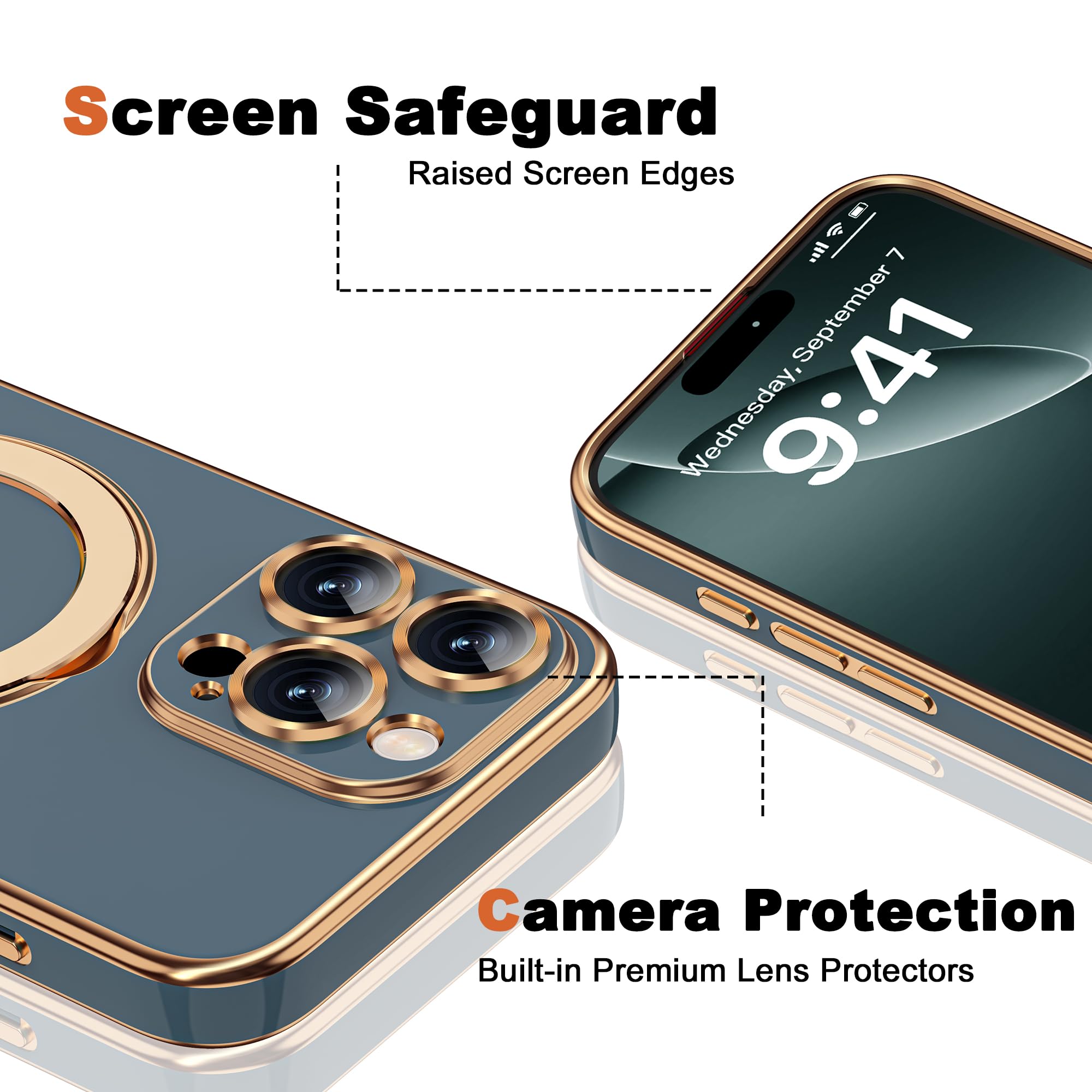 Plating Phone Case for iPhone 16 Pro with Stand 6 3 Grey - ETPESOK Official Imagery - 8