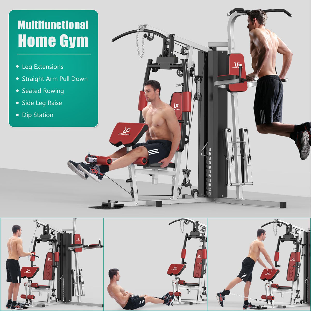 Multifunctional Home Gym Equipment Workout Station with - ULTRA FUEGO Official Imagery - 3