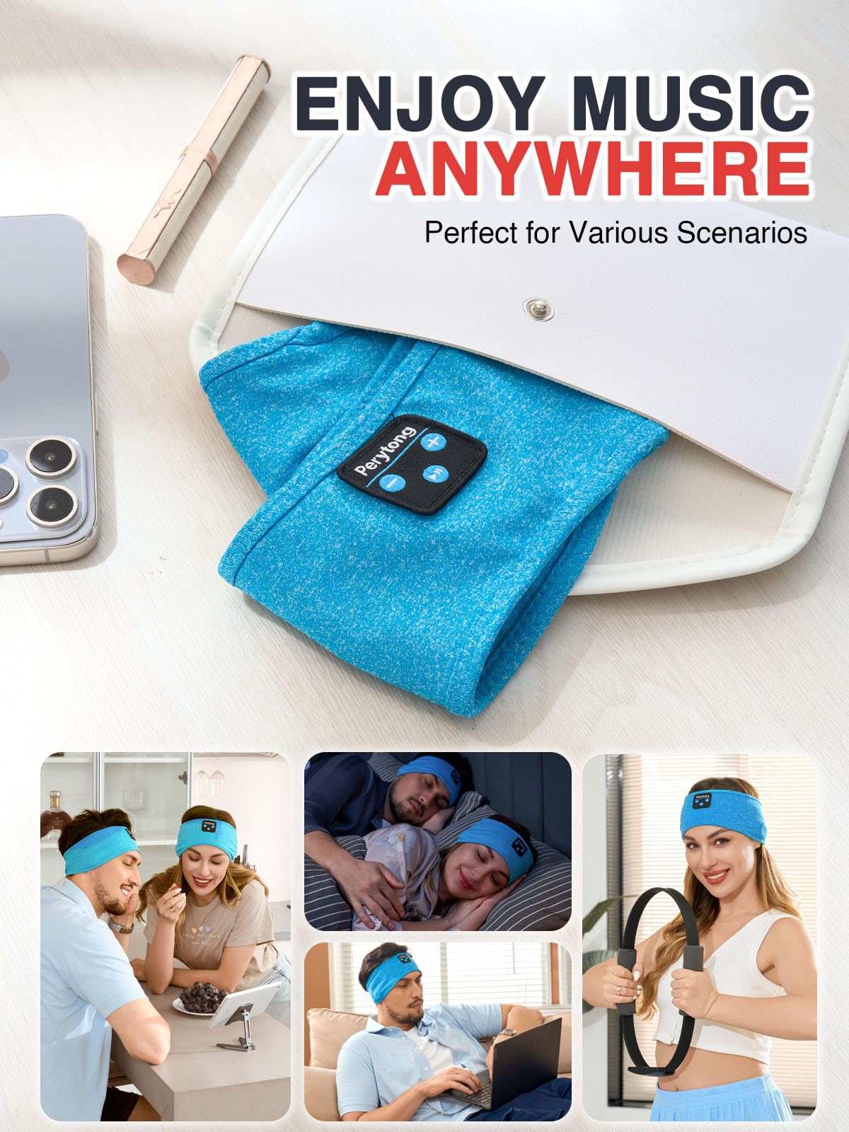 Perytong Sleep Headphones Wireless, Bluetooth Sports Headband Headphones with Ul - Perytong Official Product View 7