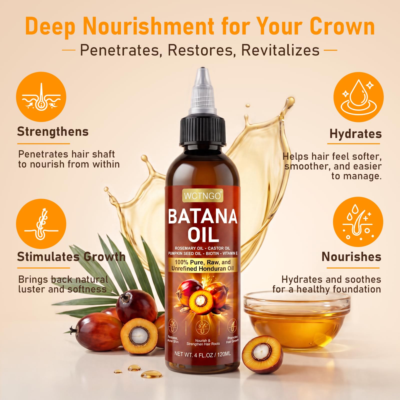 Batana Oil for Hair Growth 100 Pure Unrefined with Rosemary - WCTNGO Official Imagery - 4