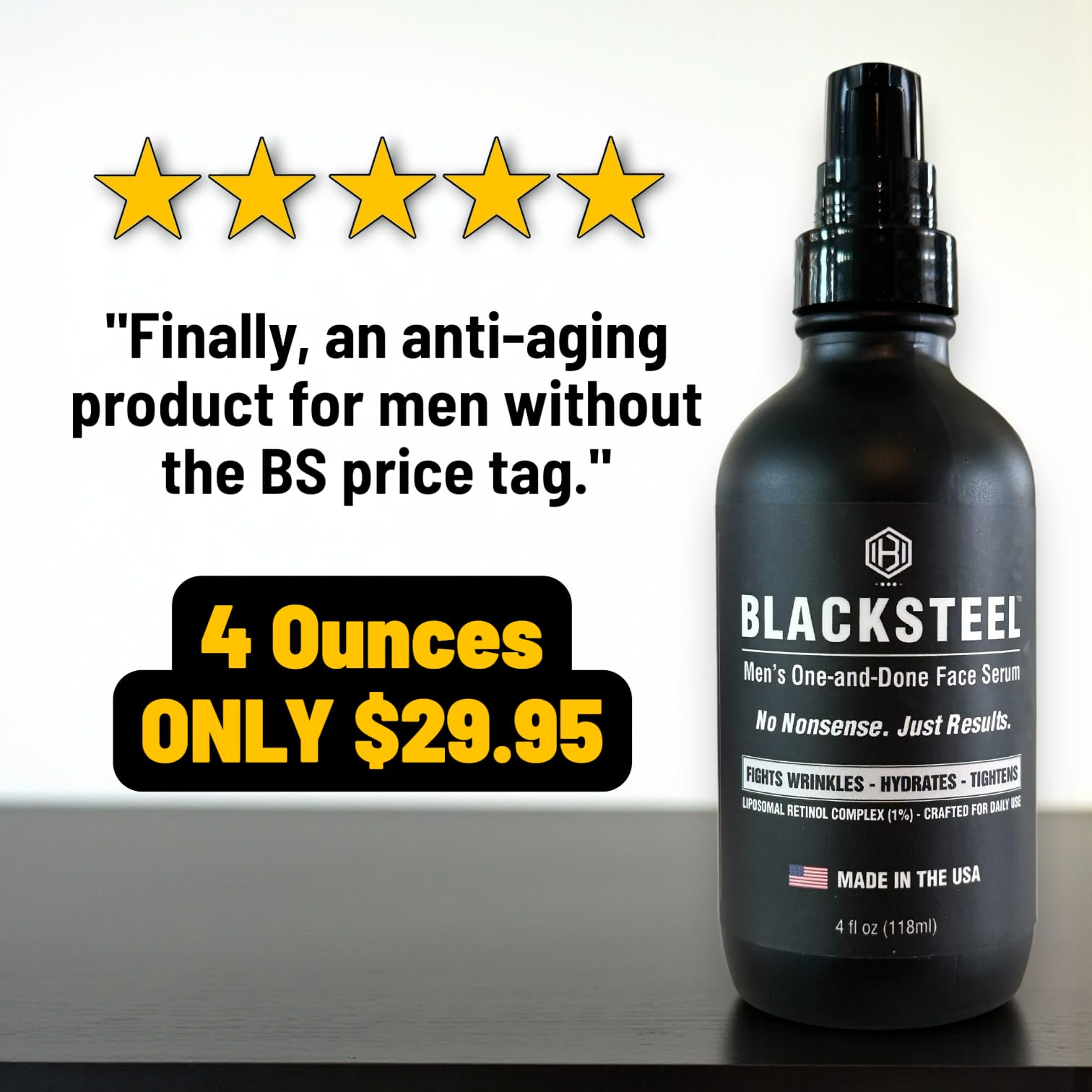 BLACKSTEEL Men's Anti - Aging Face Serum with Retinol & Hyalur - BLACKSTEEL Official Product View 6