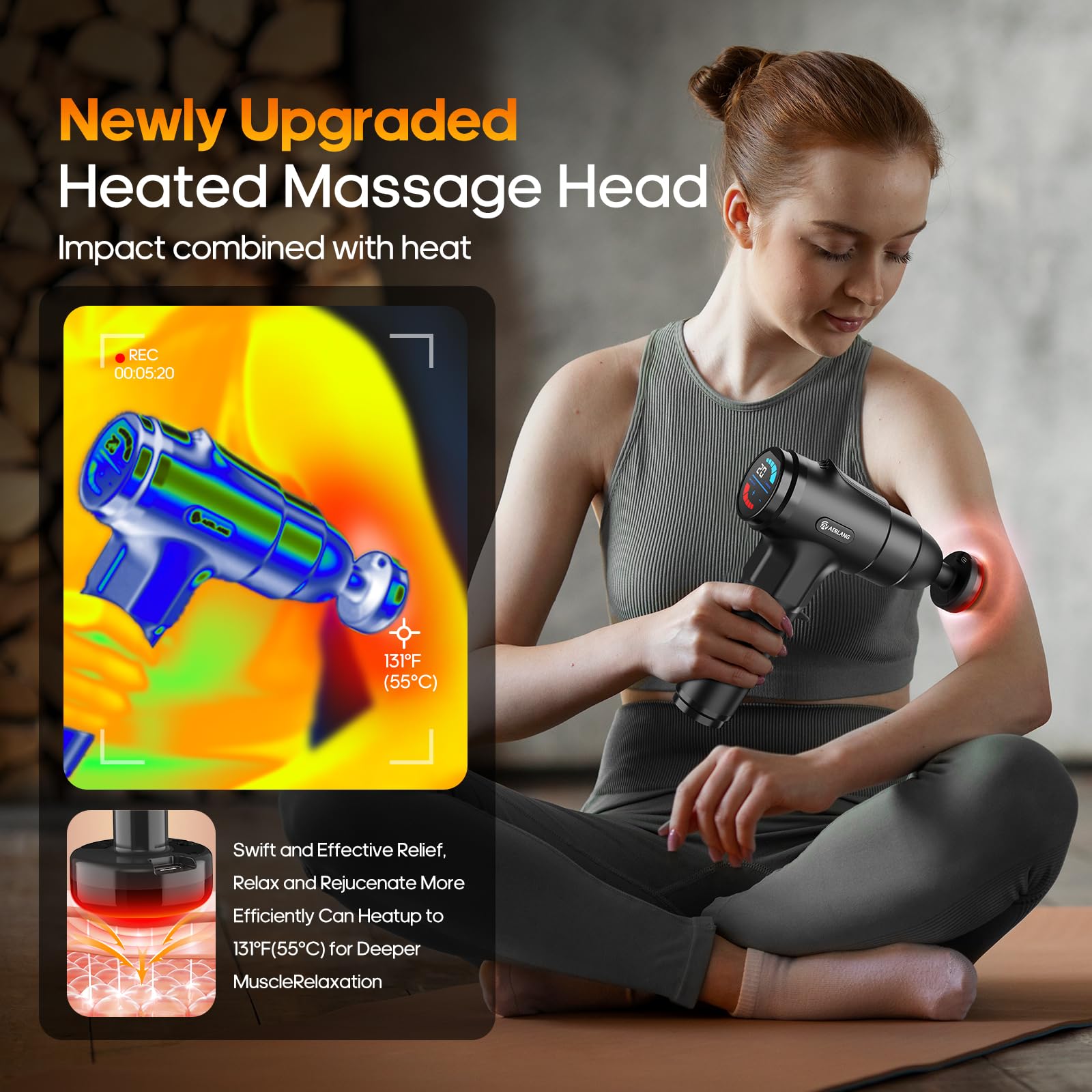 AERLANG Massage Gun with Heat Massager Deep Tissue Muscle Massage by AERLANG - Angle View 2