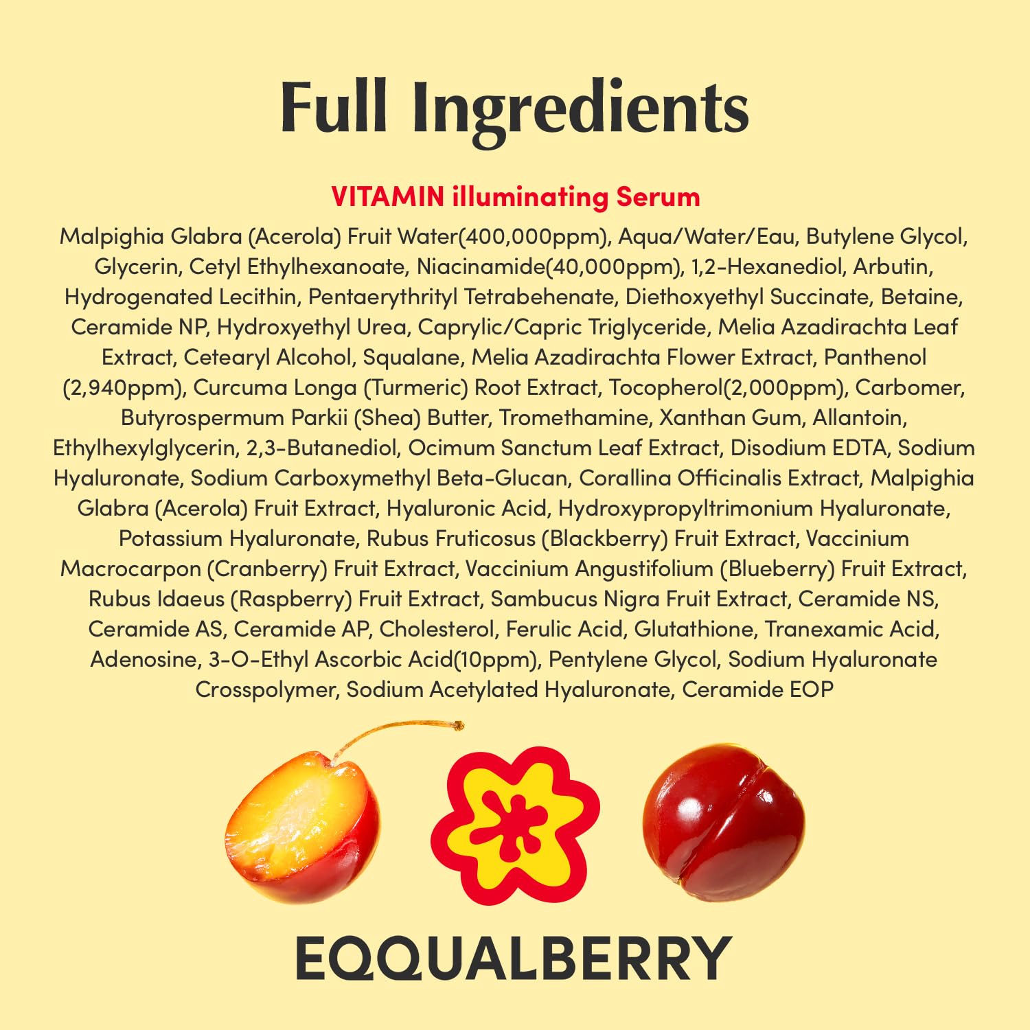 EQQUALBERRY Vitamin C Brightening Serum Niacinamide 1oz