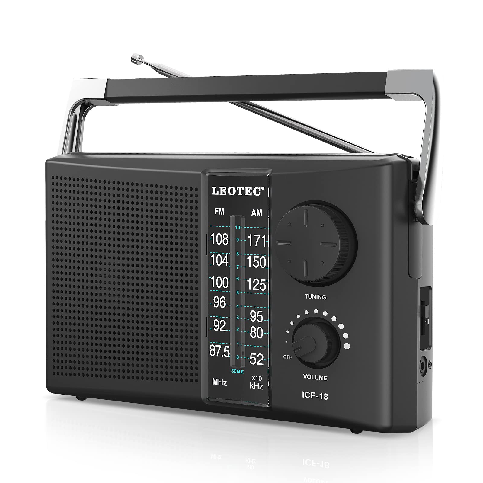 LEOTEC Portable AM FM Radio – AC or Battery
