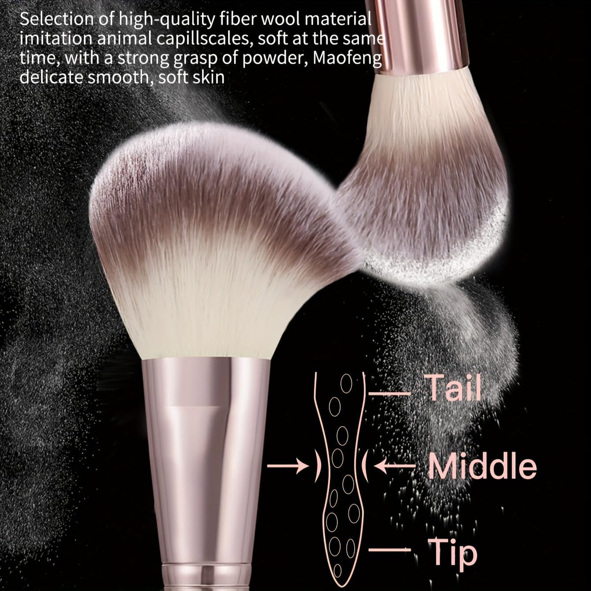HGHDBT 40Pcs Brown Makeup Brushes Set Professional with Case - HGHDBT Official Imagery - 3