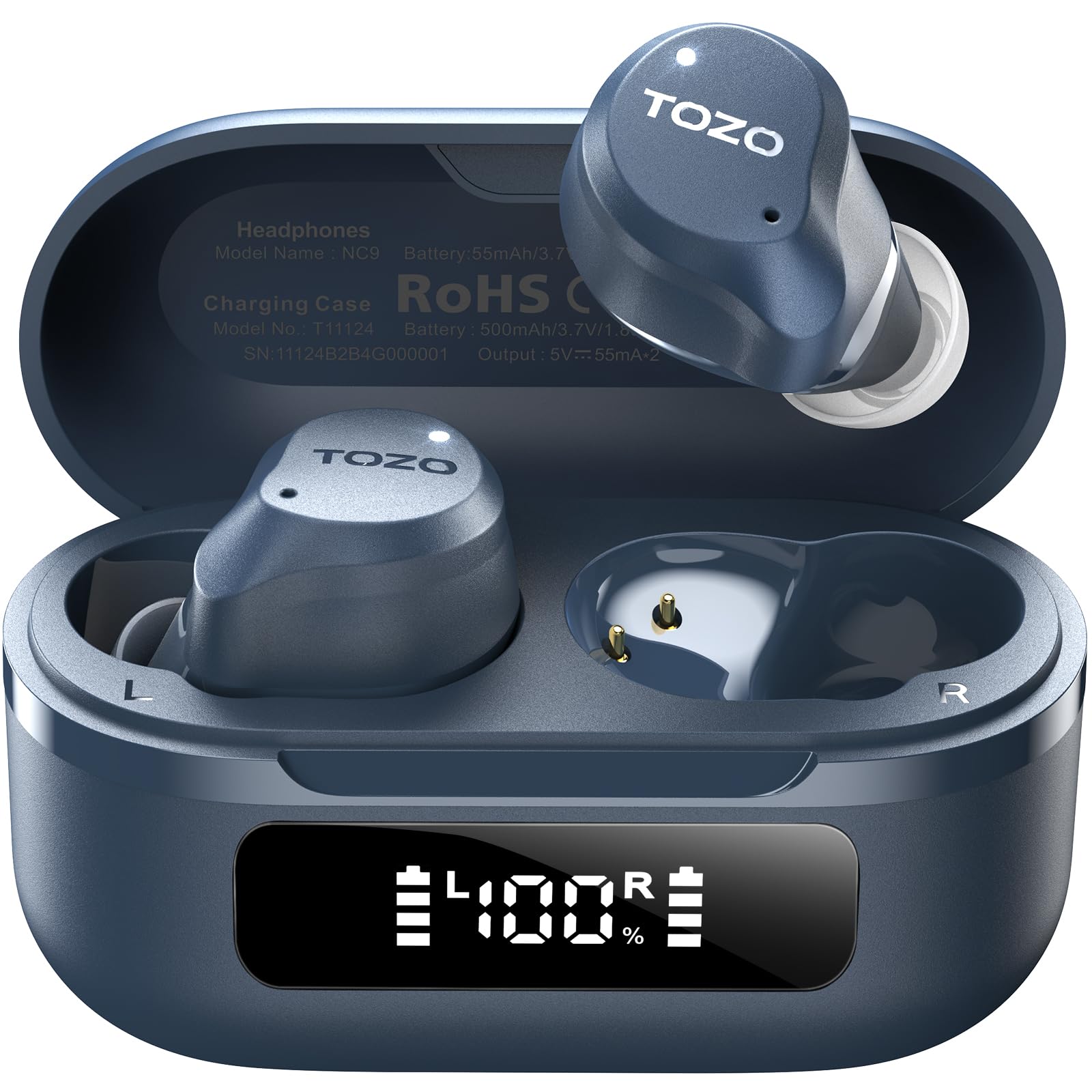 TOZO NC9 Hybrid Active Noise Cancelling Wireless Earbuds, 60H, LE - TOZO Official Product View 1