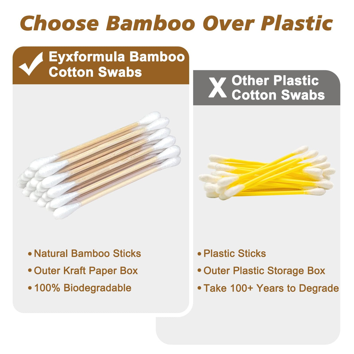 Wooden Cotton Swabs 200 Count FSC Certified Sturdy Bamboo - eyxformula Official Product Imagery - 4