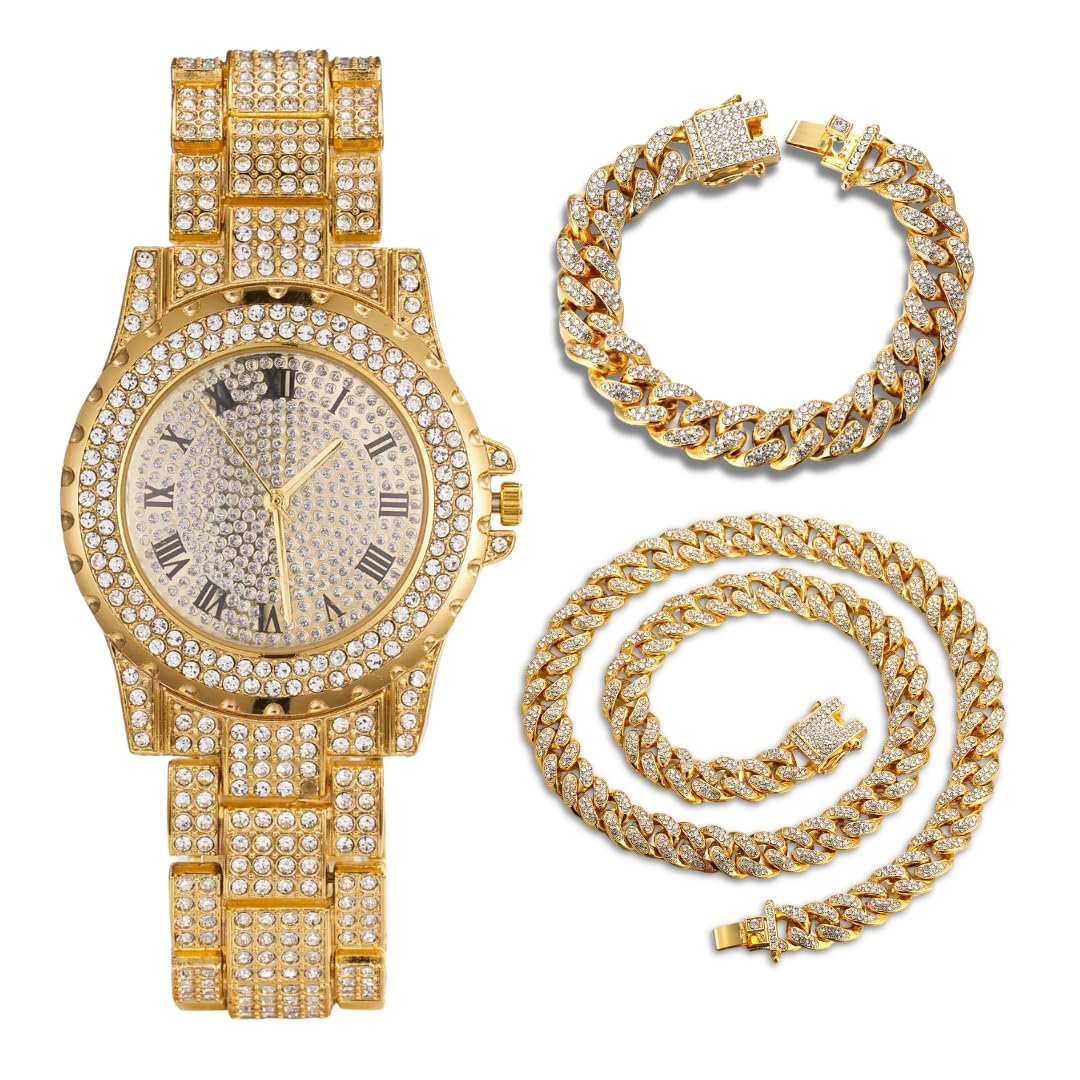 Halukakah Diamonds Gold Watch Iced Out Men s 18K Real Gold - Halukakah Official Imagery - 2