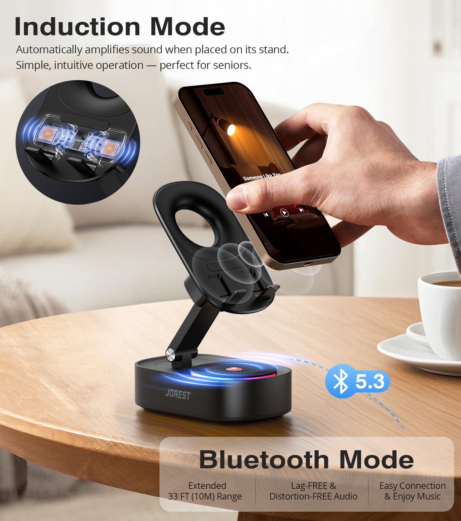 Jorest Wireless Induction Speaker, Phone Speaker Amplifier with B - Jorest Official Product View 2
