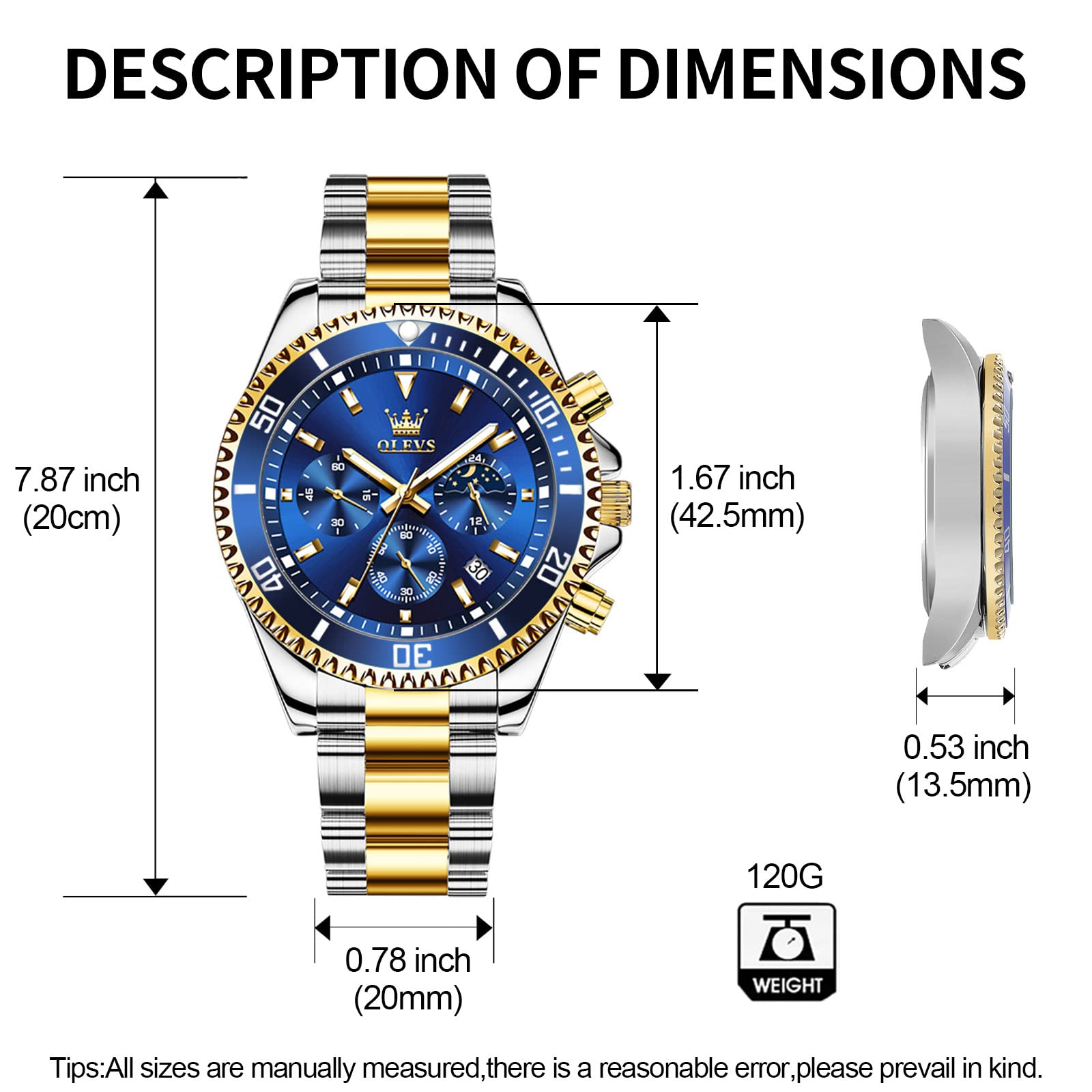 OLEVS Mens Stainless Steel Watch Fashion Luxury Big Face Analog Waterp - View 7