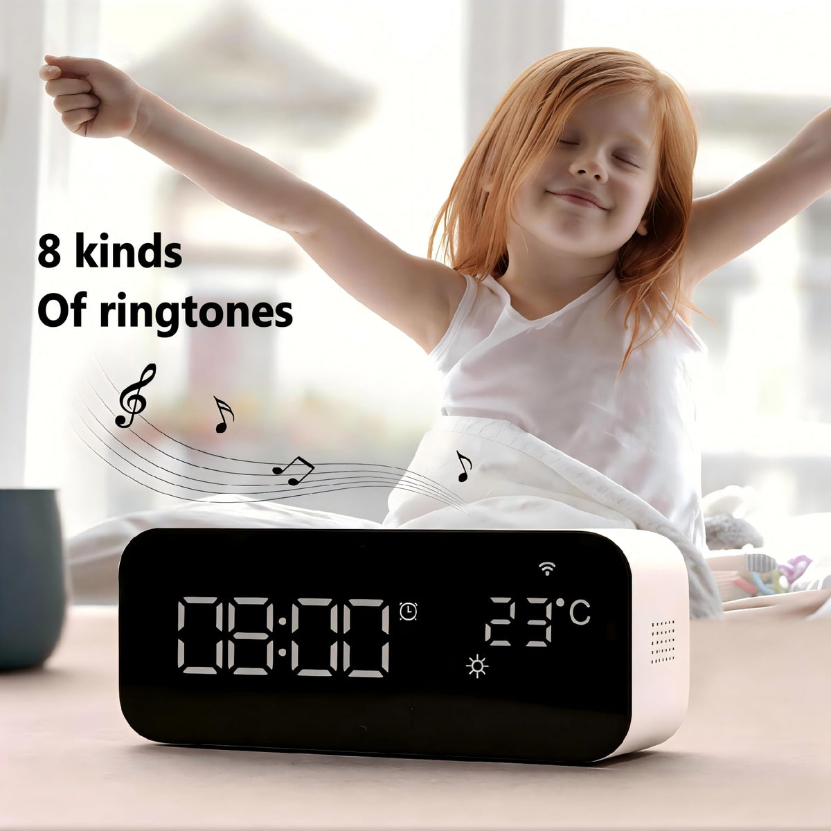 Smart Wifi Alarm Clock with Timer USB 2A 1C Fast Charging - Jinvocloud Official Imagery - 6