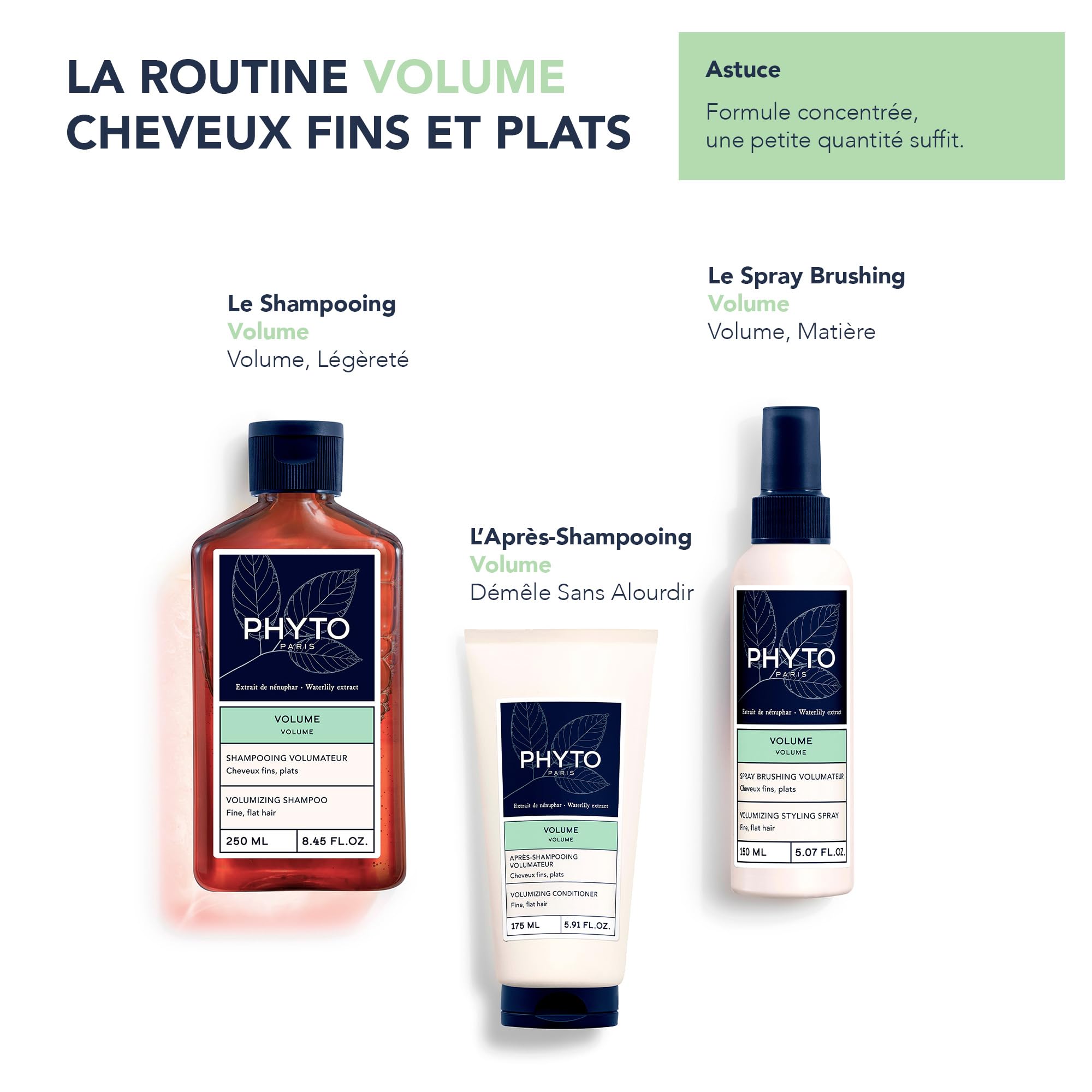PHYTO Volume Volumizing Conditioner for Fine & Thin Hair | Silicone-Free, Vegan | Adds Body Without Weighing Down | Made in France | 5.91 fl oz