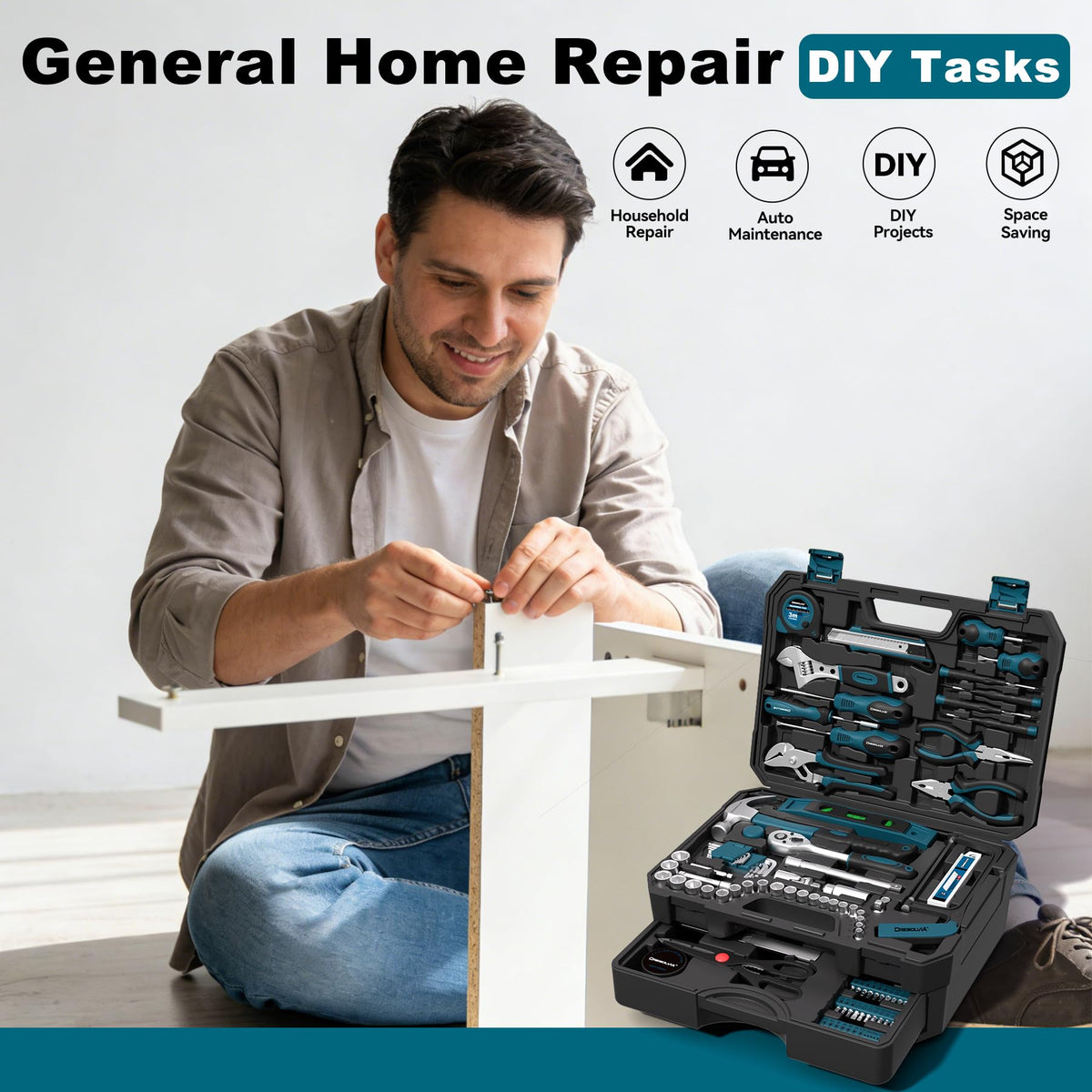 328 Piece Tool Kit For Home Hand Repair Tool Set Toolbox - CRESOLVIA Official Imagery - 8