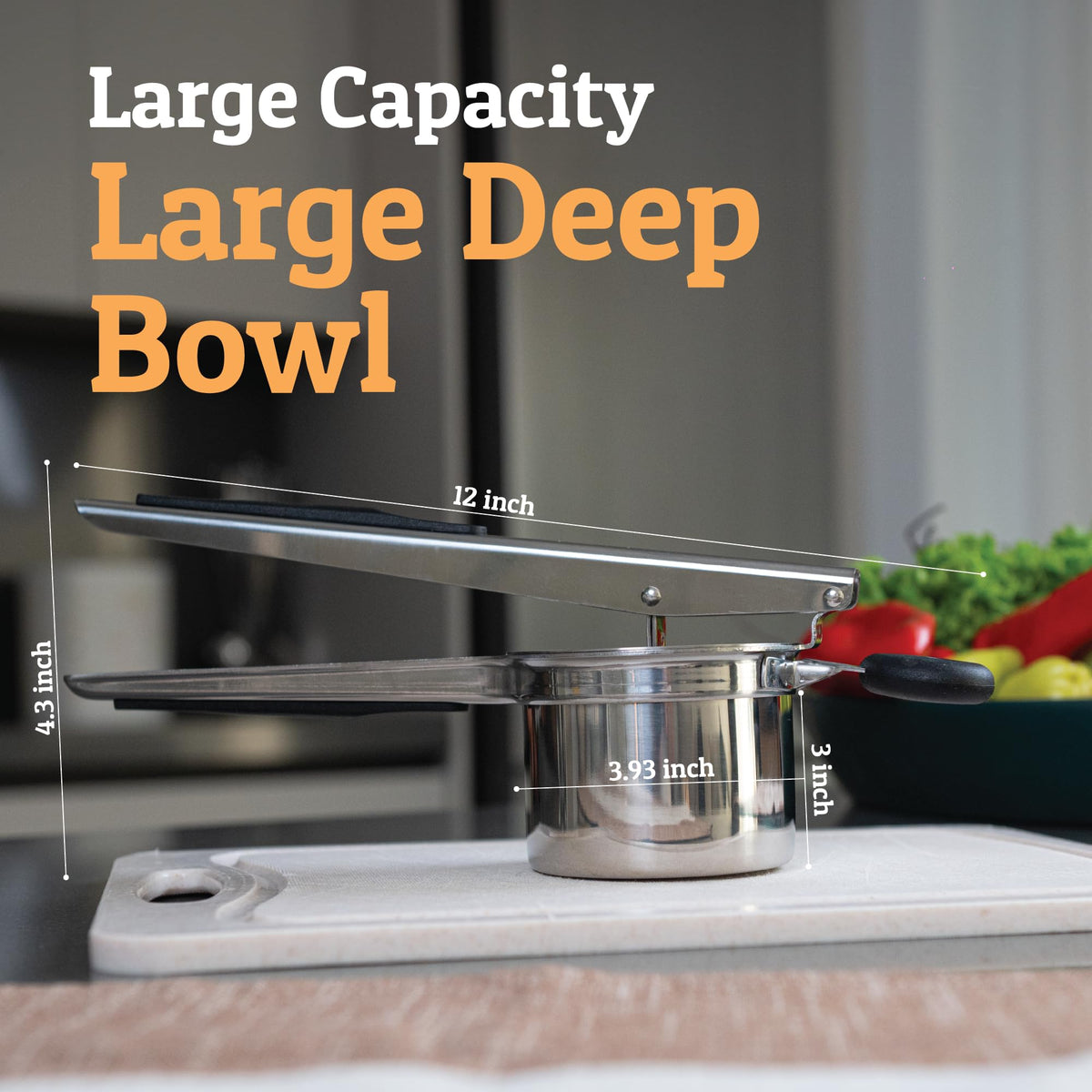 PriorityChef Large 15oz Potato Ricer Heavy Duty Stainless - Priority Chef Official Imagery - 8