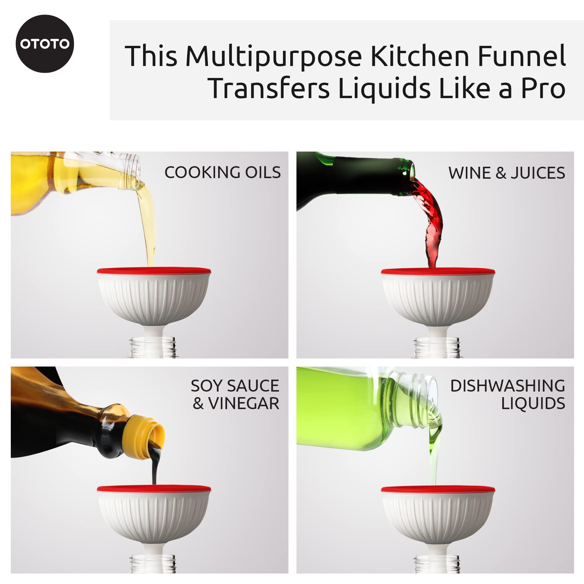 OTOTO Mushroom - Foldable Small Kitchen Funnel with Wide Mouth for Jar - View 6