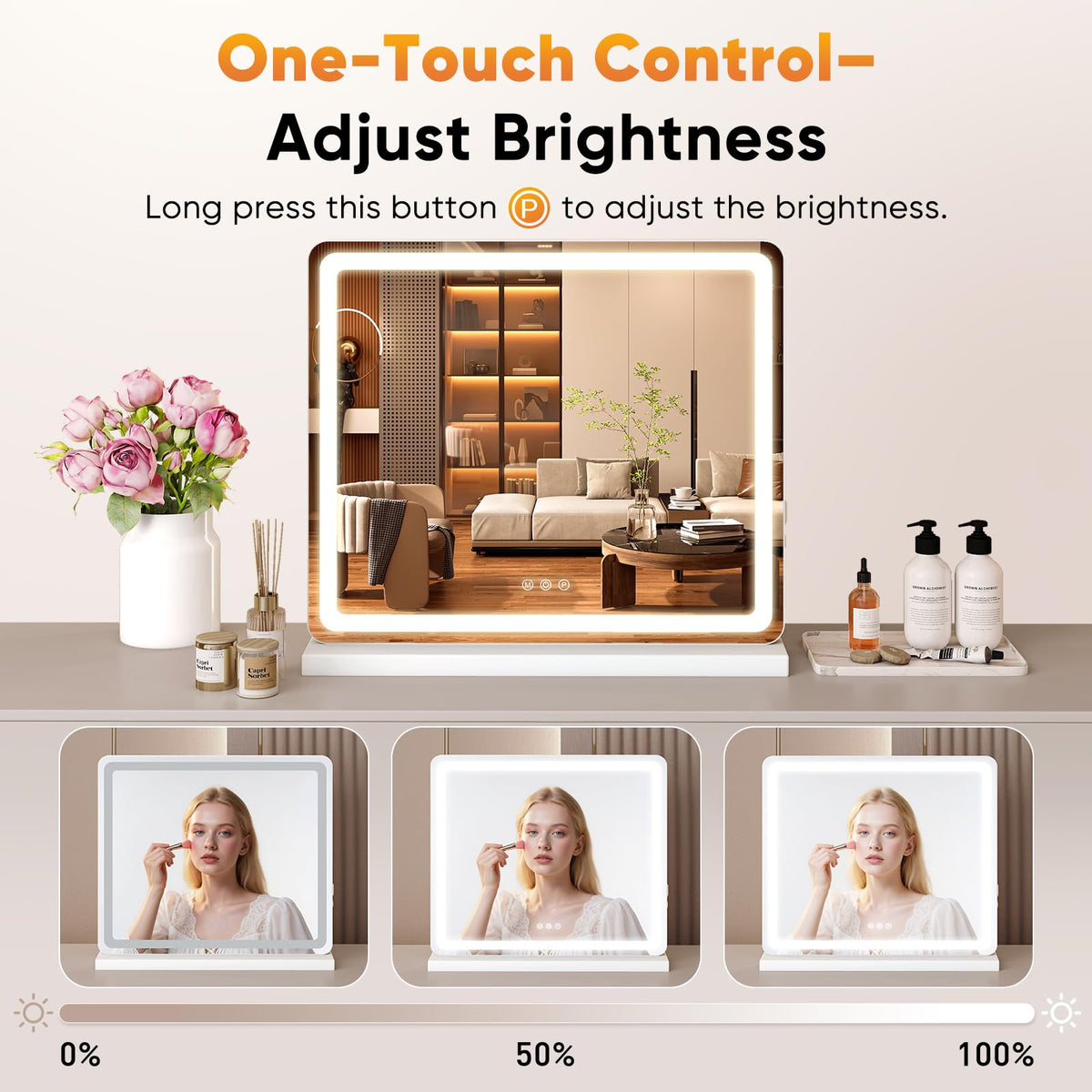 Sweetcrispy 19 x22 LED Vanity Mirror with Lights Lighted - Sweetcrispy Official Imagery - 6