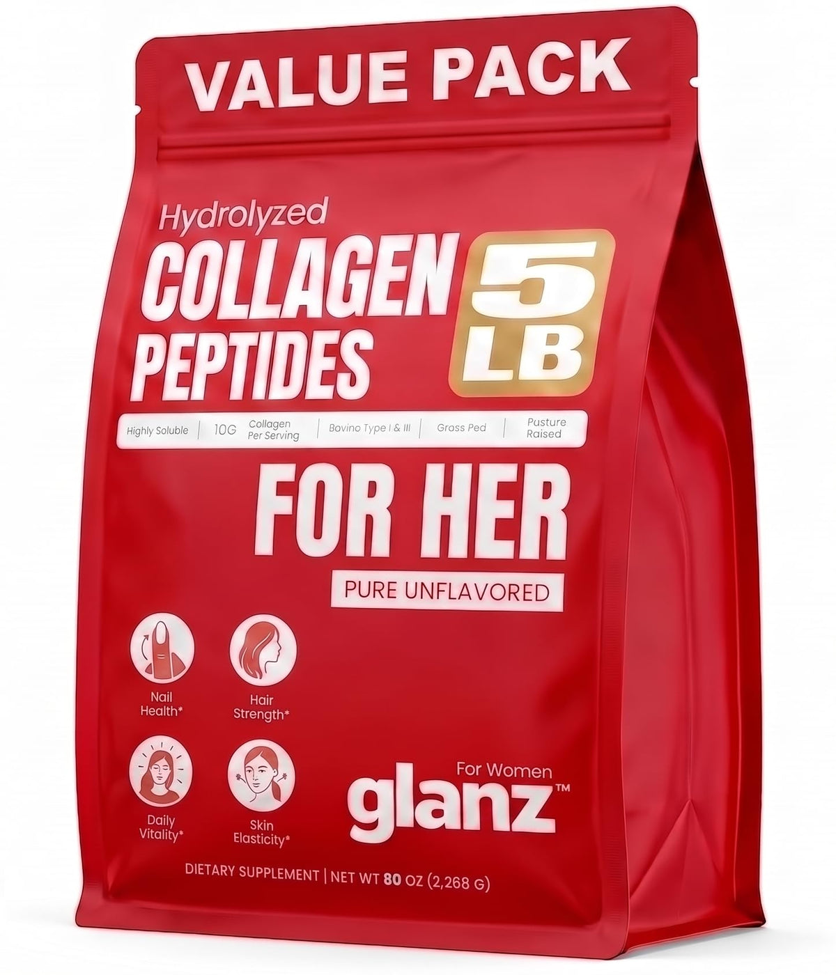 GLANZ Hydrolyzed Collagen Peptides Powder for Women - GLANZ Official Imagery - 1