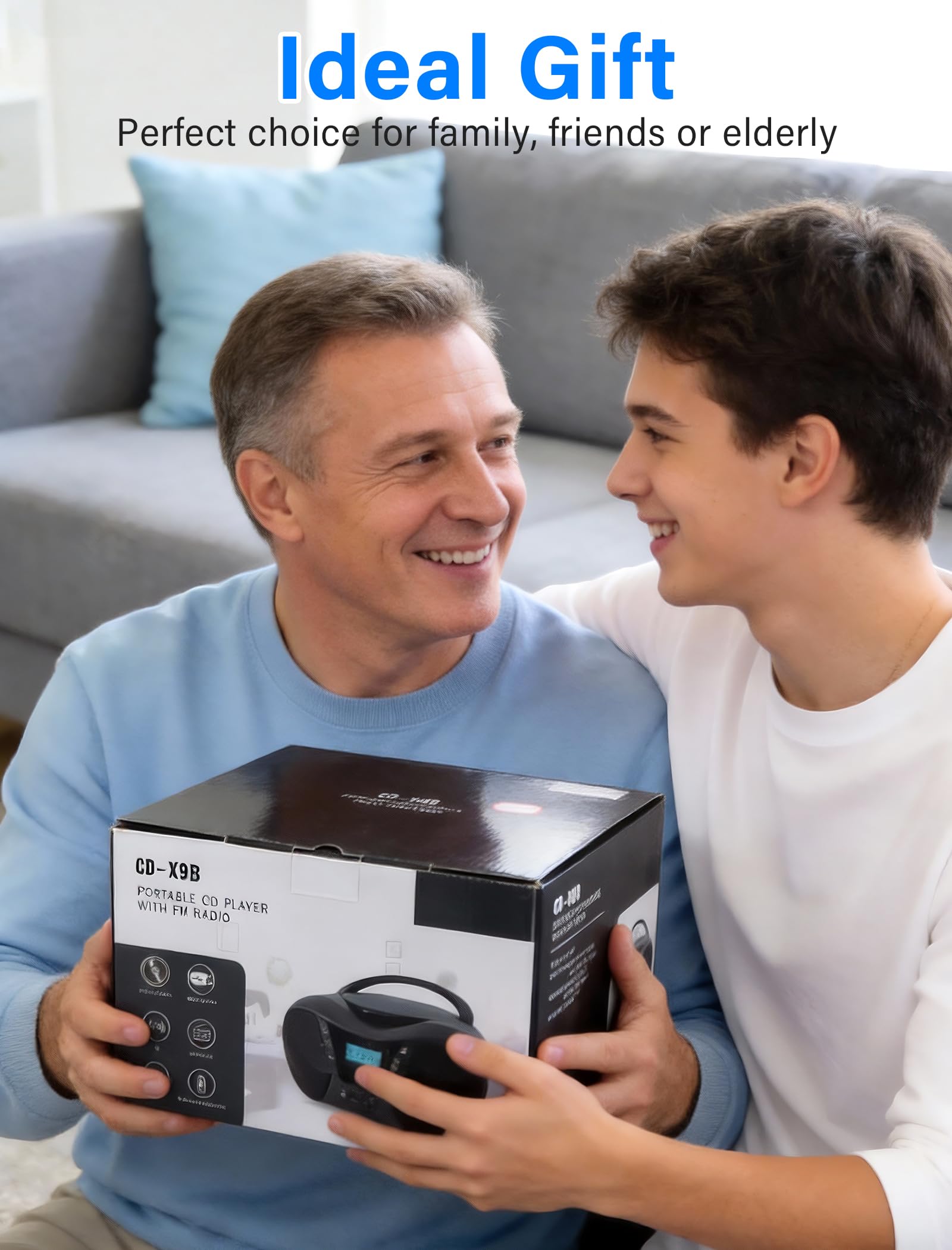 Greadio Portable Boombox CD Player with Bluetooth