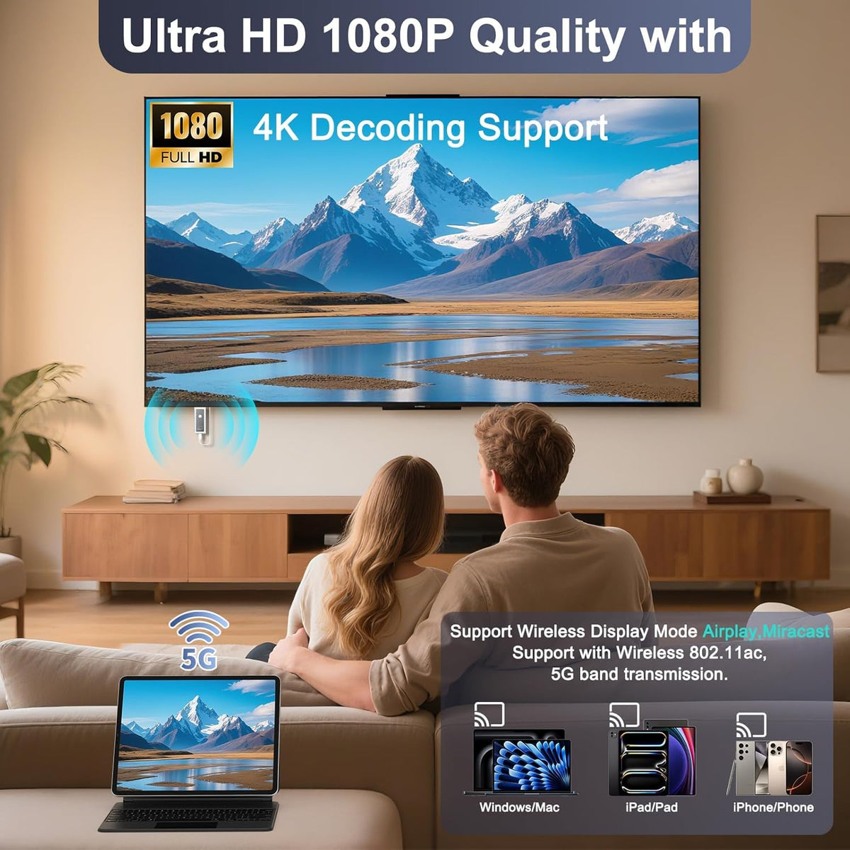 1080P Wireless HDMI Display Adapter 2 4G 5G Wireless HDMI - Gogerit Official Imagery - 4