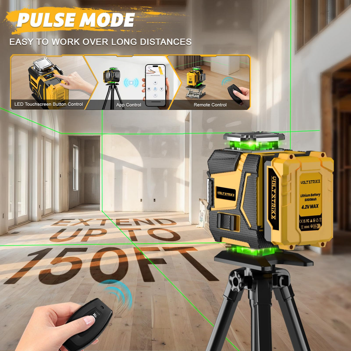Laser Level with Tripod Laser Level 16 Lines 4 360 Self - VOLTSTRIKE Official Imagery - 6