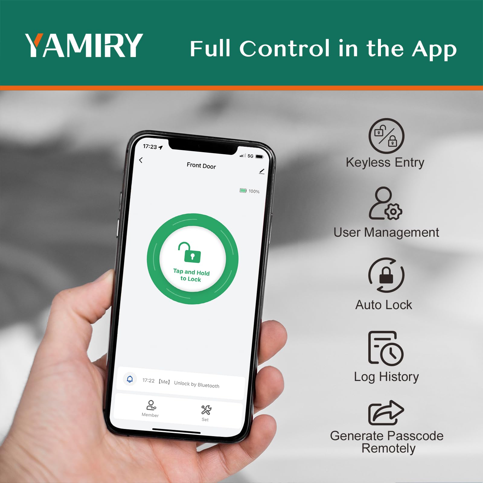 Smart Door Handle Lock with Keypad, Yamiry Fingerprint Knob for F - Yamiry Official Product View 4