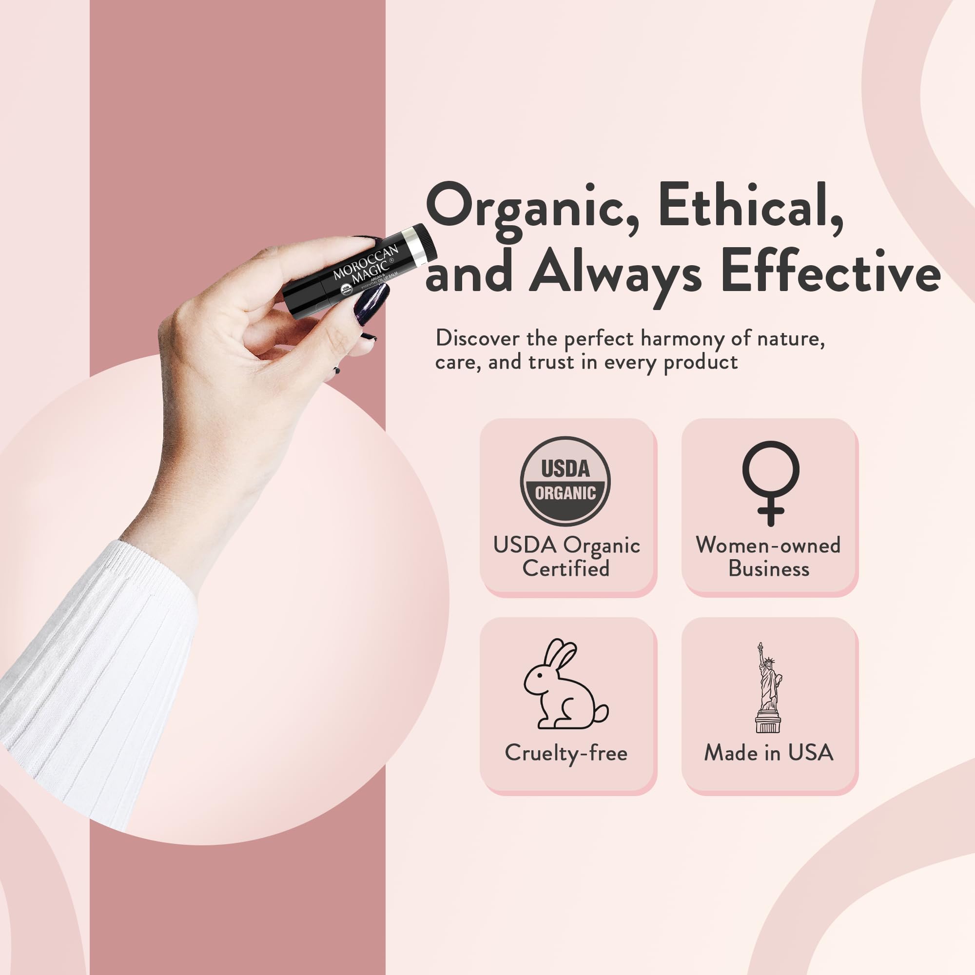 Moroccan Magic Organic Lip Balm 5 Piece Variety Pack Gift Set | Ultra-Hydrating Argan & Essential Oil Lip Moisturizer + Vitamin E | Smooth | Natural | Non-Toxic | Cruelty Free | 5 Pack - Moroccan Magic Official Product View 8
