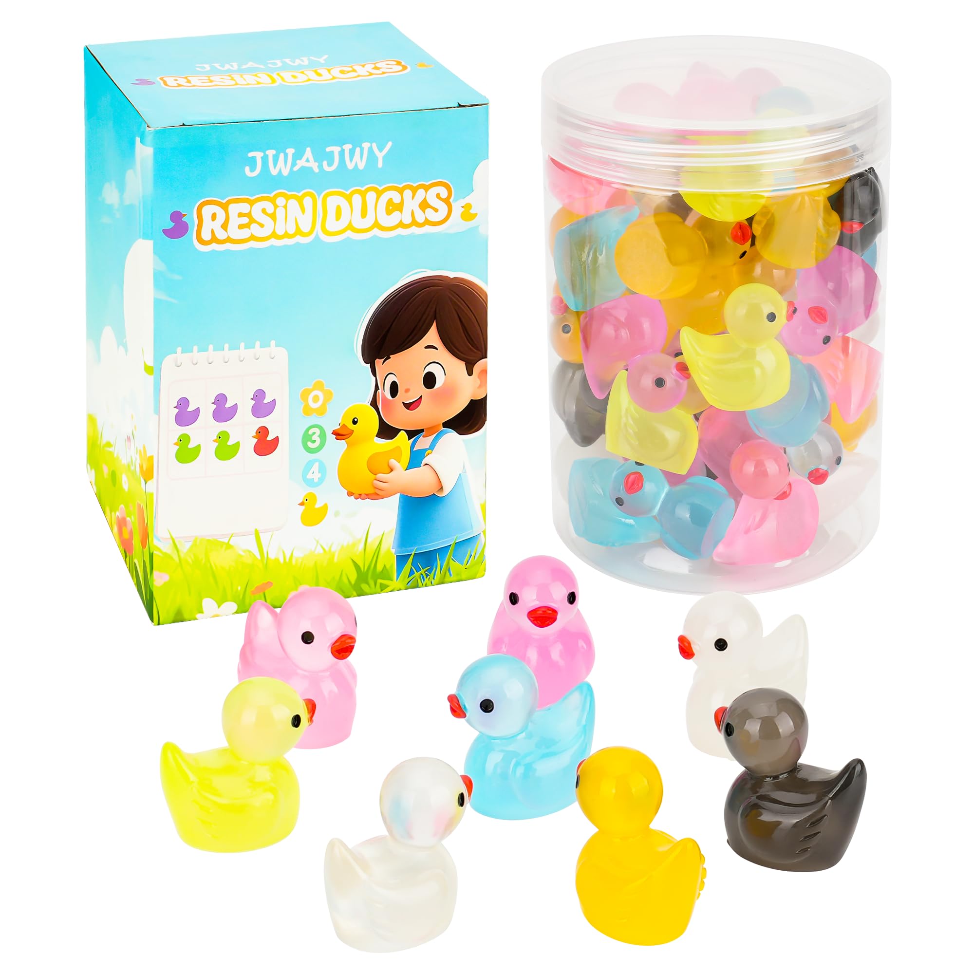 JWAJWY Mini Ducks 100 Pack Tiny Ducks Glow in The Dark - JWAJWY Official Product View 8