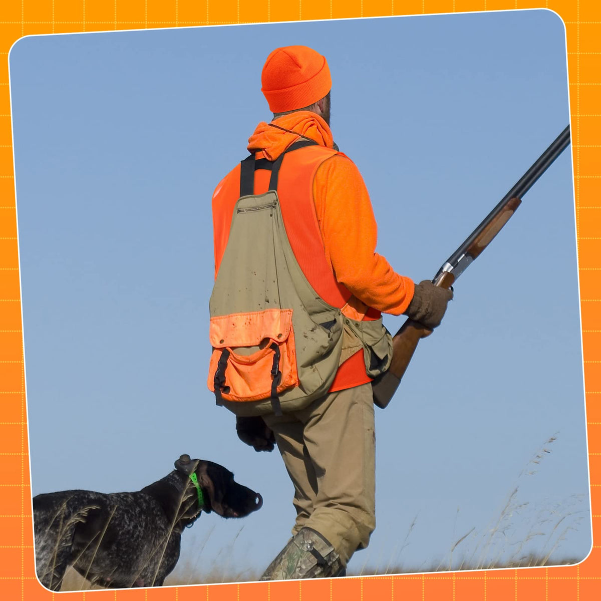 6 Pcs Blaze Orange Vest Hunting Hat Vest and Cap - Jiuguva Official Imagery - 3