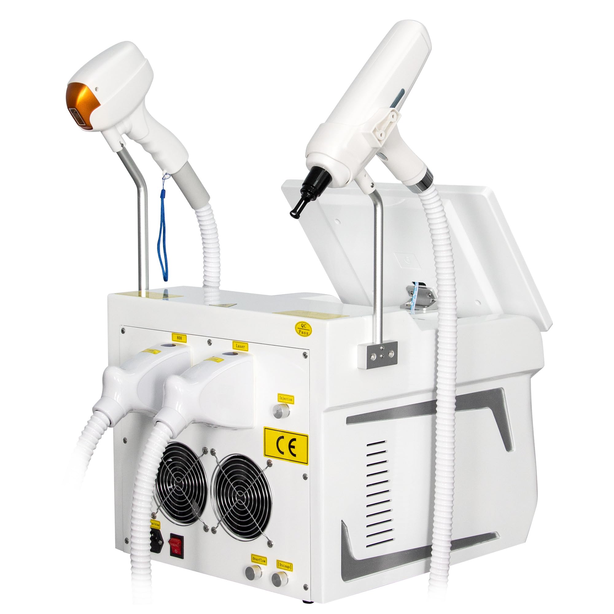 Generic 10-bar 2-in-1 808nm laser hair removal machine with FAC tech, shown with sleek design and control panel.