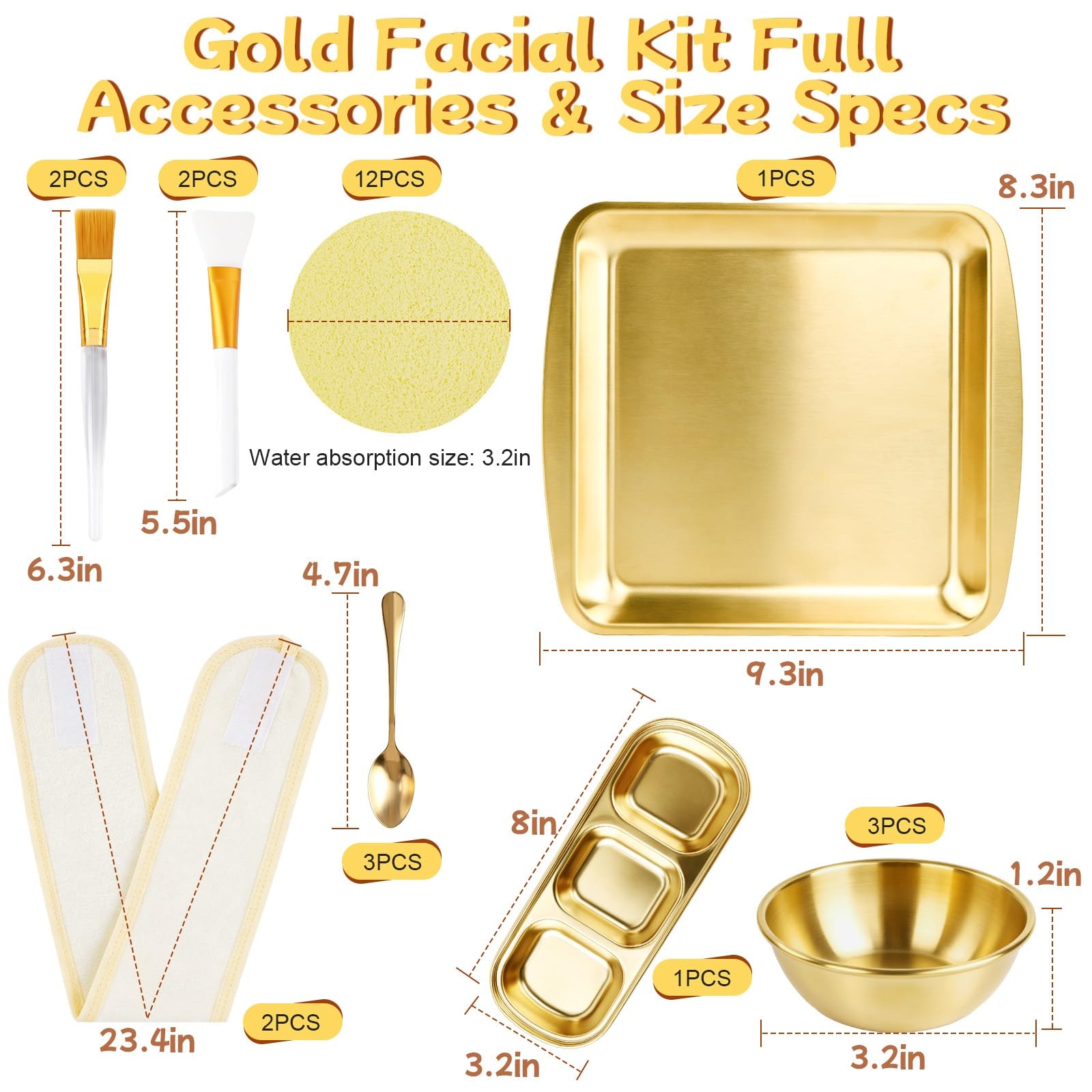 26 Pcs Gold Esthetician Supplies Set with Large Skincare Tray to - Beauty Star