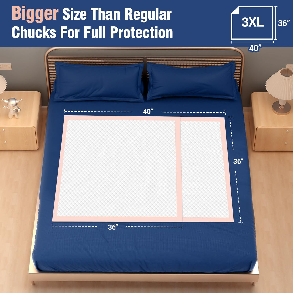 Extra Large Bed Pads 40 x 36 Disposable Adult 30 Count - MKISS Official Imagery - 3