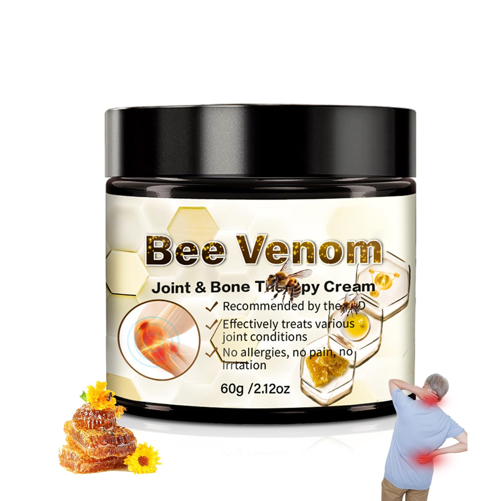 Bee Venom Skin Treatment Cream for Muscles & Joints Soothing Massage, 60g