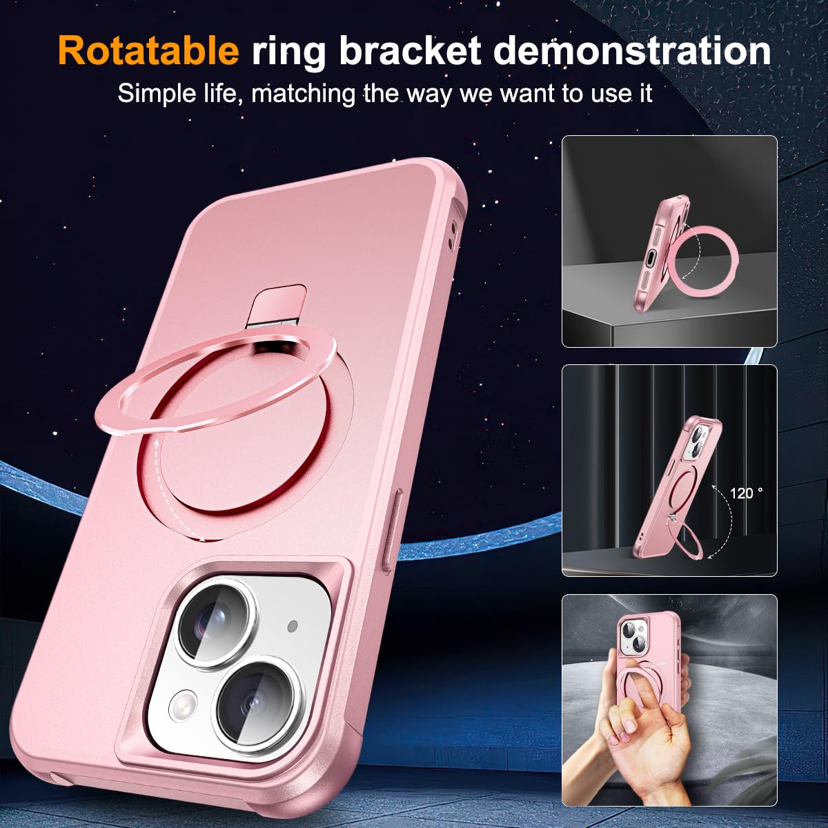 SKYLMW Compatible with iPhone 13 14 Case with Stand Rose - SKYLMW Official Imagery - 3