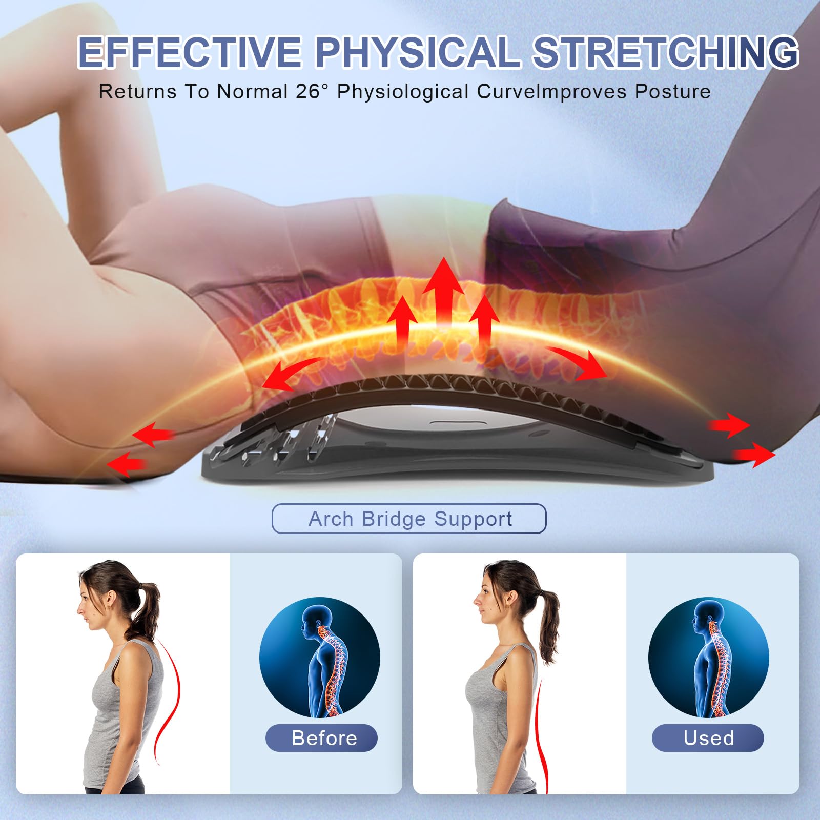 MINOLL Back Stretcher for Lower Back Pain Relief, Multiple Level Adjus - View 4