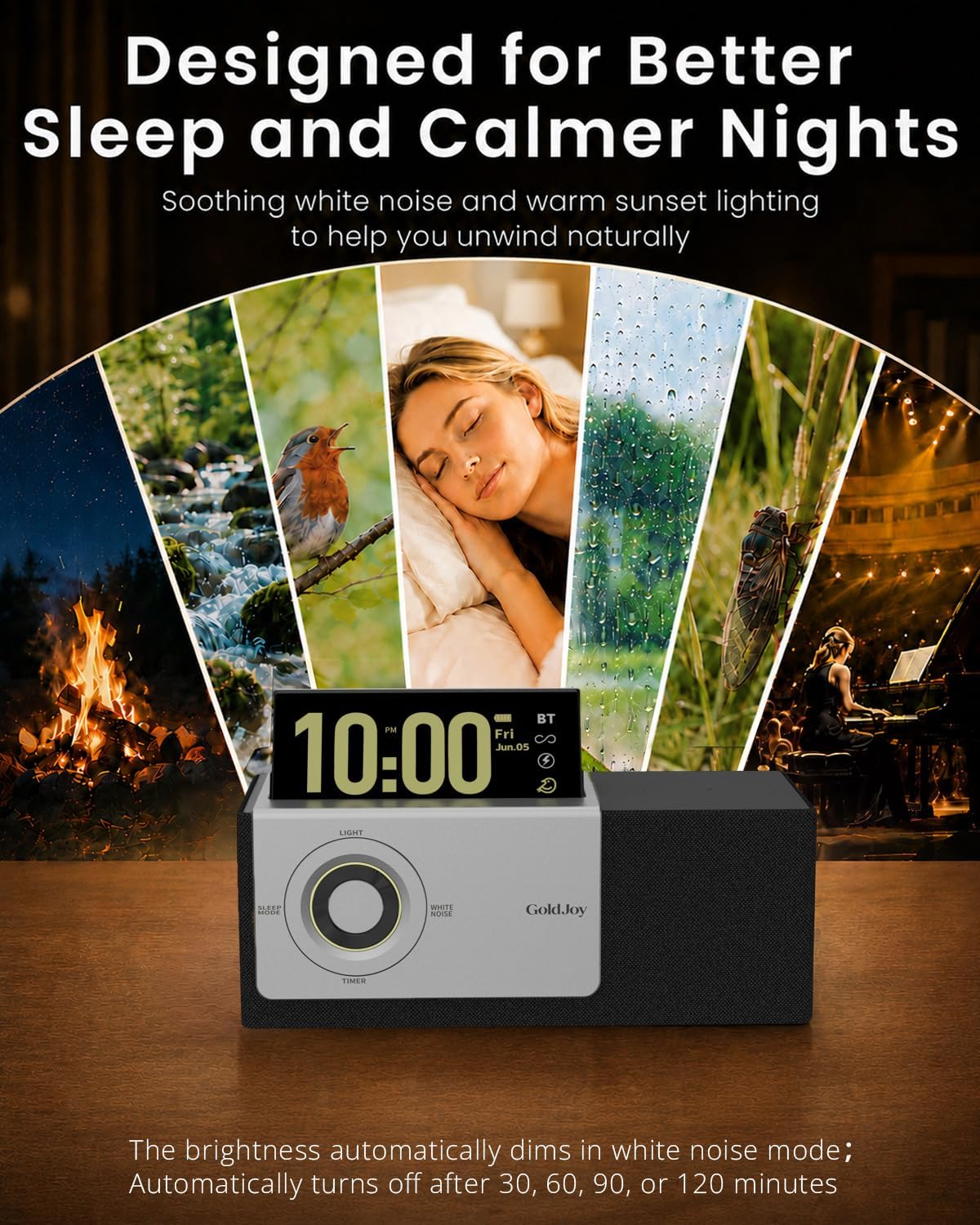 GoldJoy 7 in 1 Bluetooth Speaker Wireless Charging Station for Ho by Goldjoy - Angle View 6