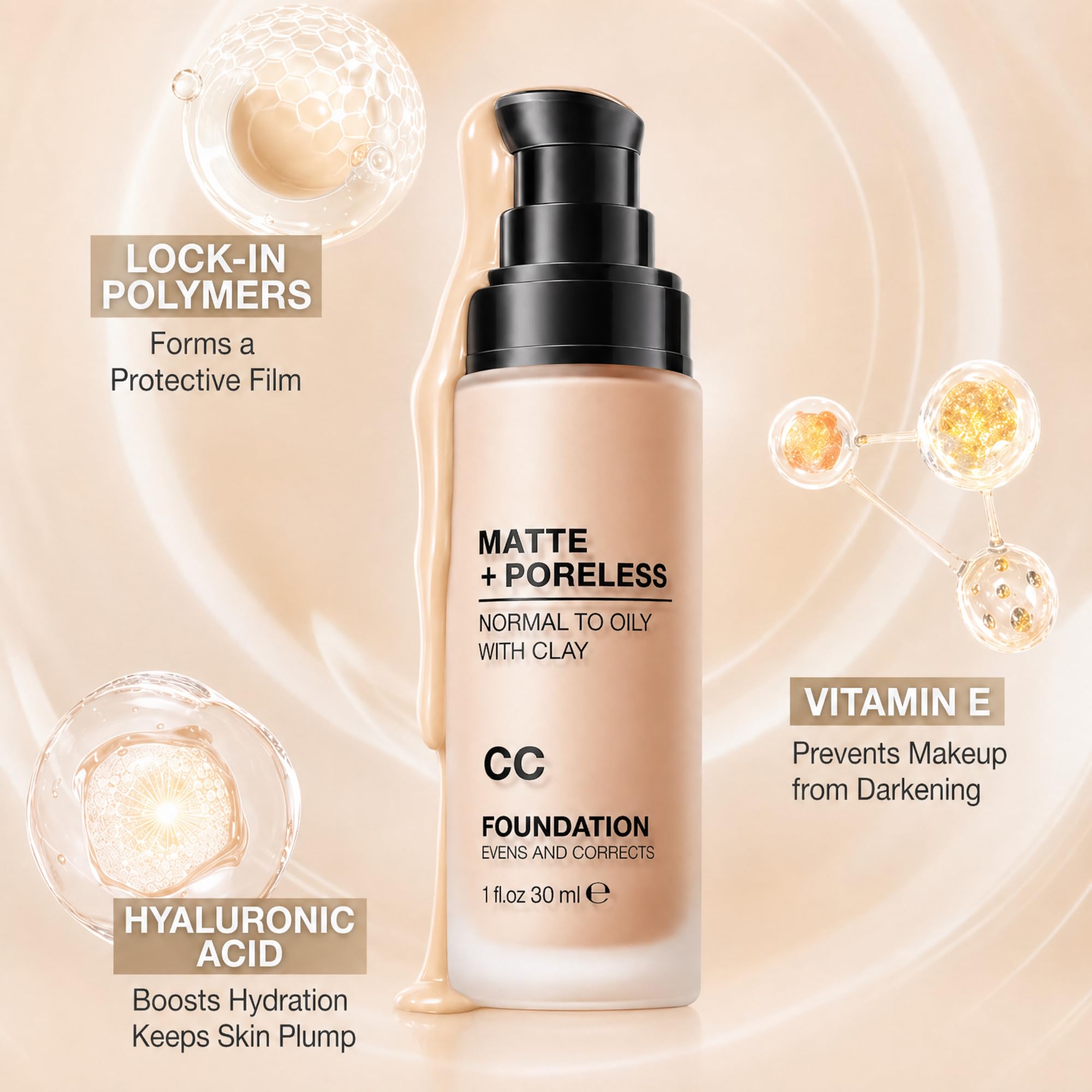 CC Cream Foundation, Flawless Matte Concealer Oil Control Color - MyTend