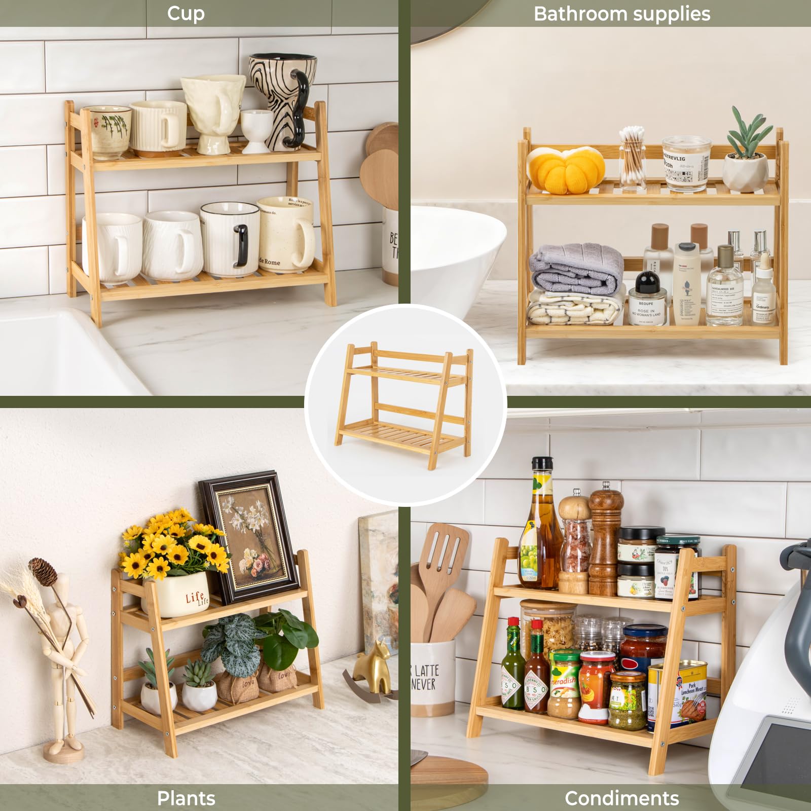 ANBOXIT Bamboo Matcha Station Organizer, Countertop 2 Tier Coffee - ANBOXIT Official Product View 7