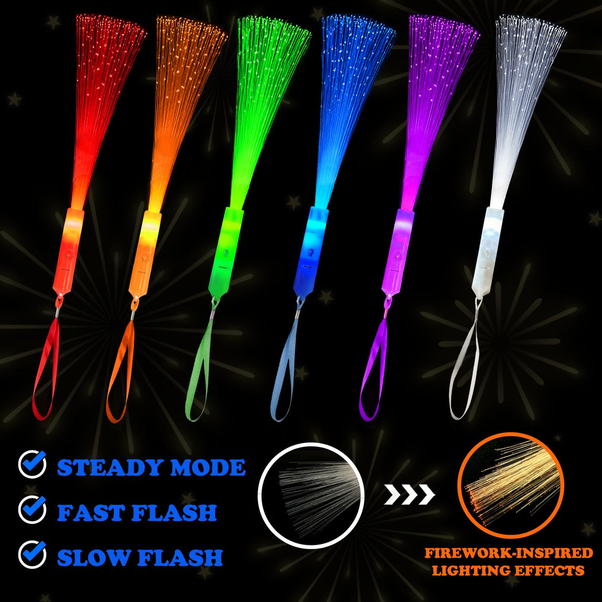 Halloween Glow Fiber Optic Lights Bulk 24 Pcs Light Up Party - Wondrus Official Imagery - 6