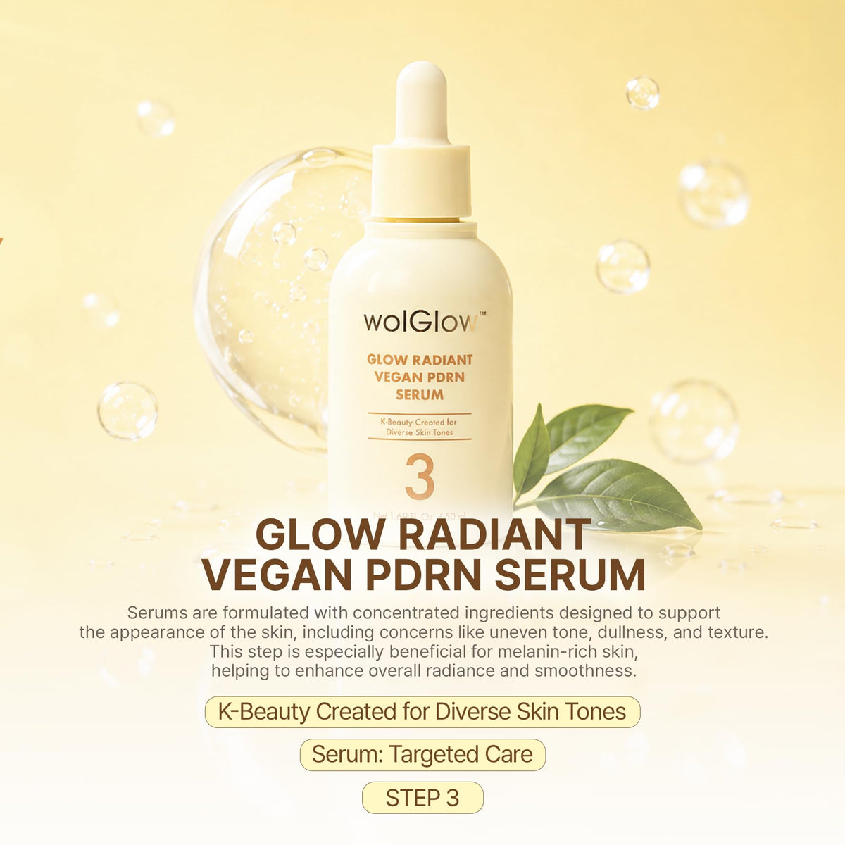 Glow Radiant Vegan PDRN Serum for Hydrated Radiant Looking - WOLGLOW Official Imagery - 4