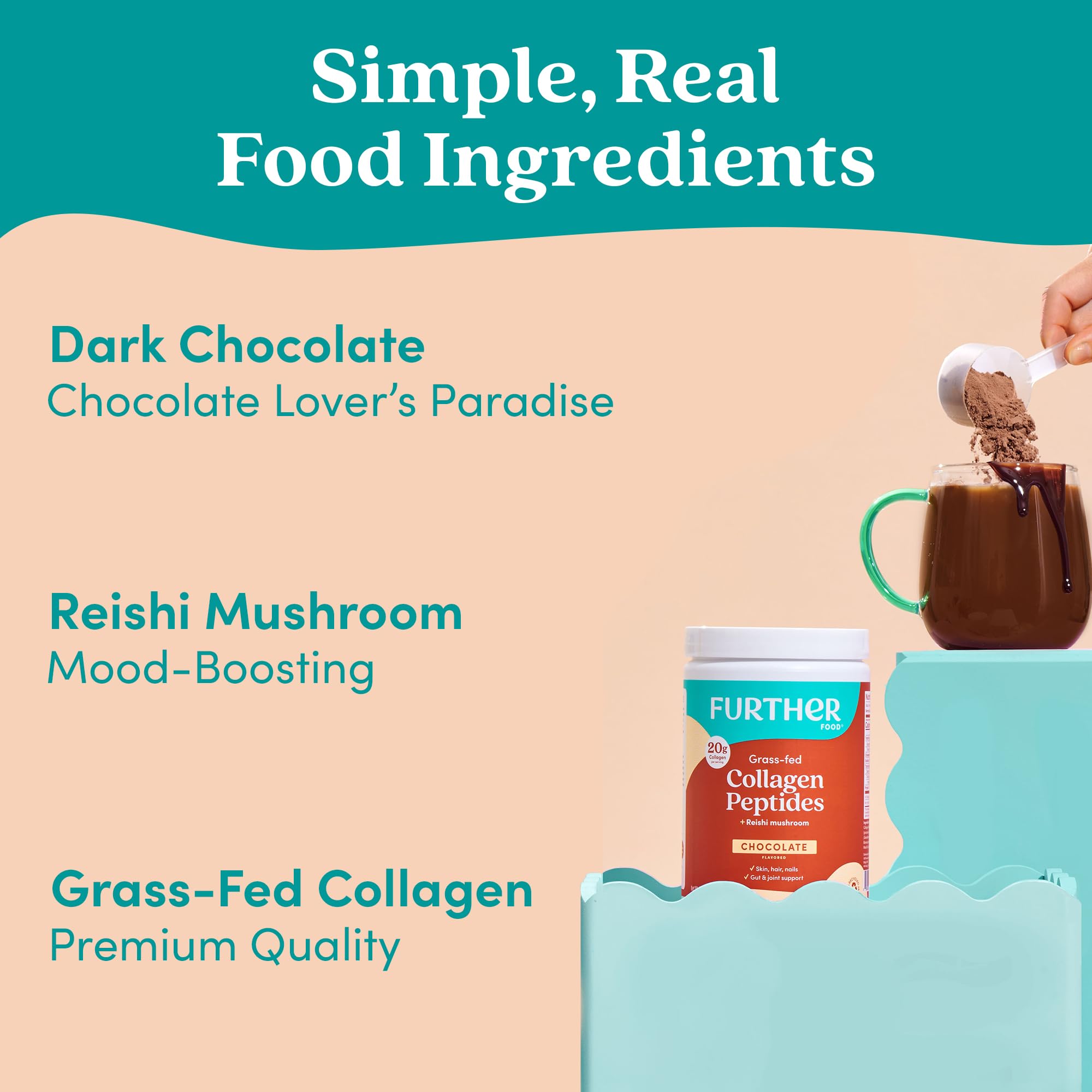 Further Food Chocolate Collagen Peptides Powder 100 Grass - Further Food Official Imagery - 6
