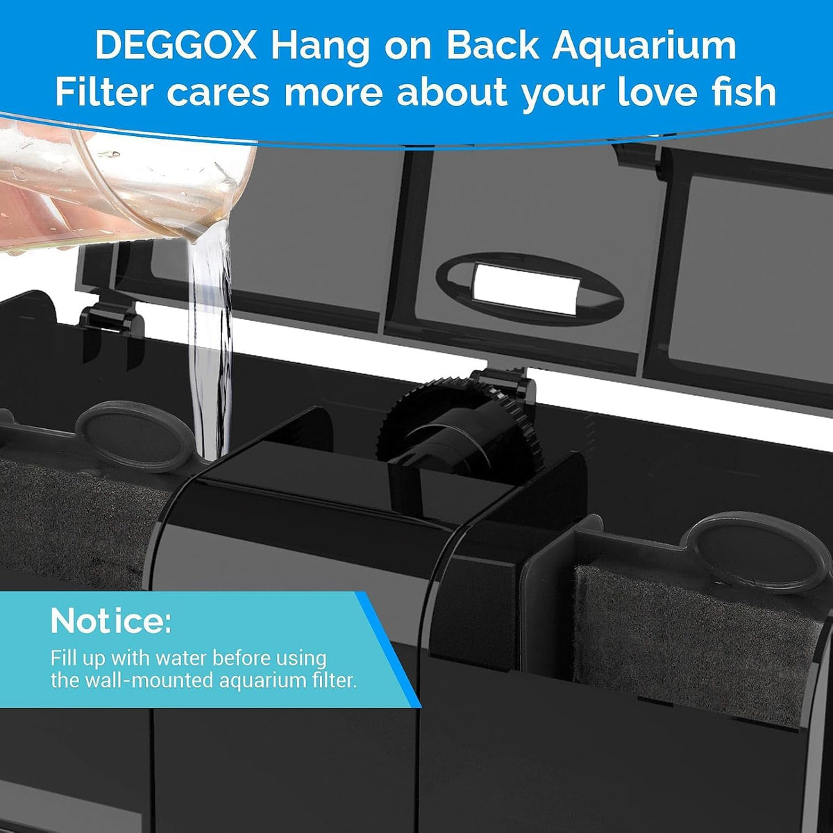 HOB Aquarium Filter 170GPH for 20 55 Gallon Fish Tank - DEGGOX Official Imagery - 6