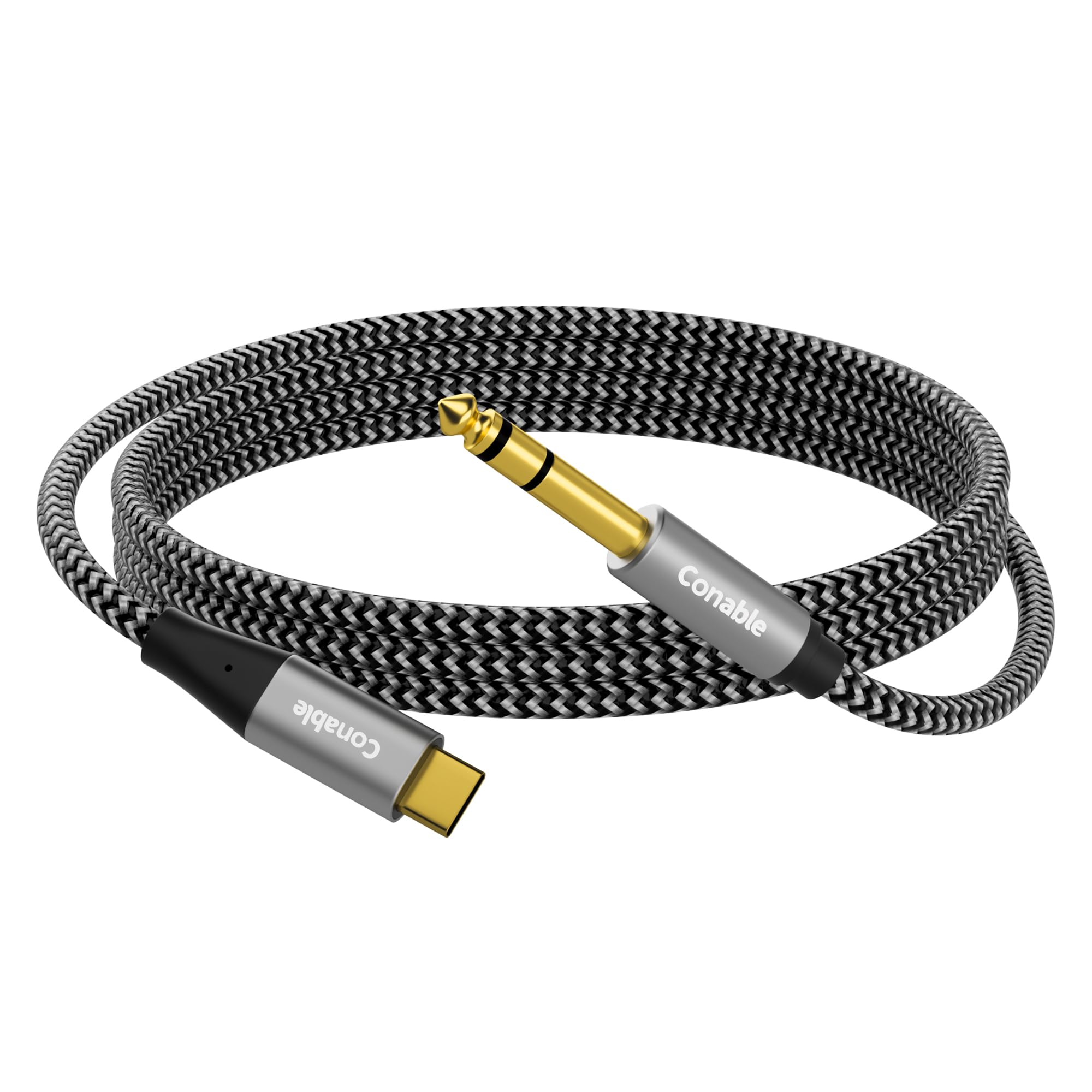 Conable USB C to 1/4" TRS Stereo Audio Cable 4FT, Unidirectional by Conable - Angle View 2
