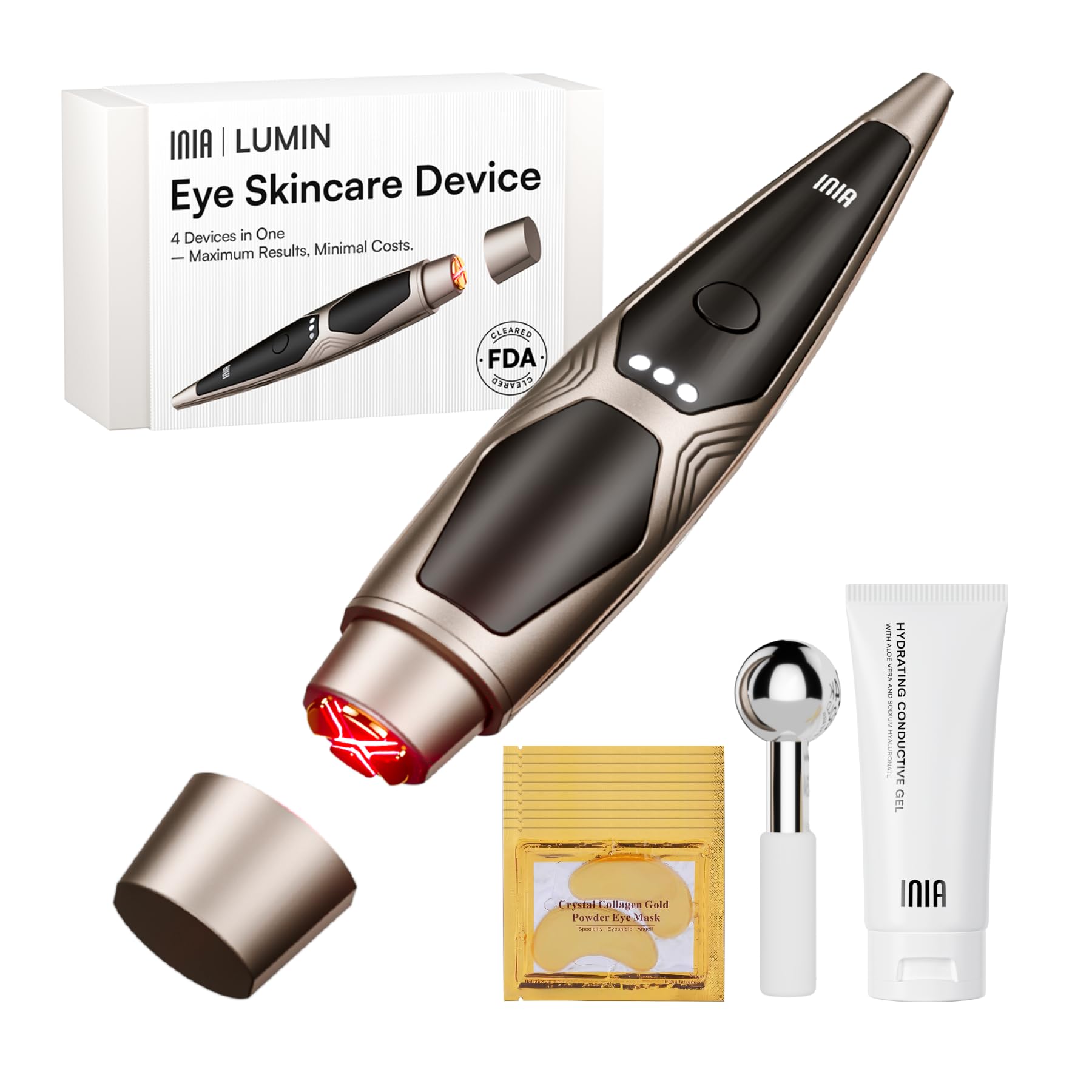 INIA 4-in-1 Eye Massager Tool Under Red Light Therapy for Face, - Product Imagery